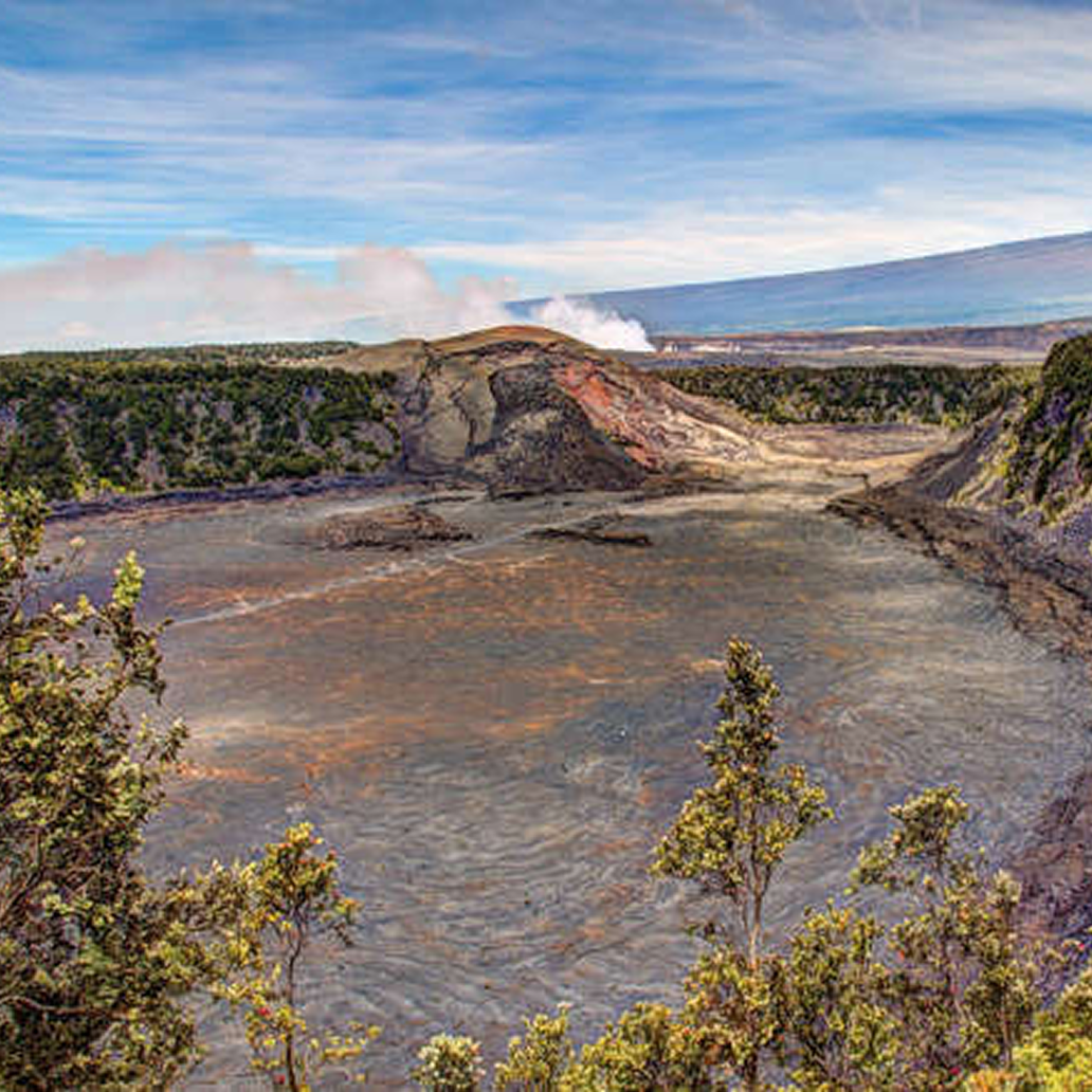 The crater of Kilauea Volcano in Volcanoes National Park on the Big Island, Hawaii