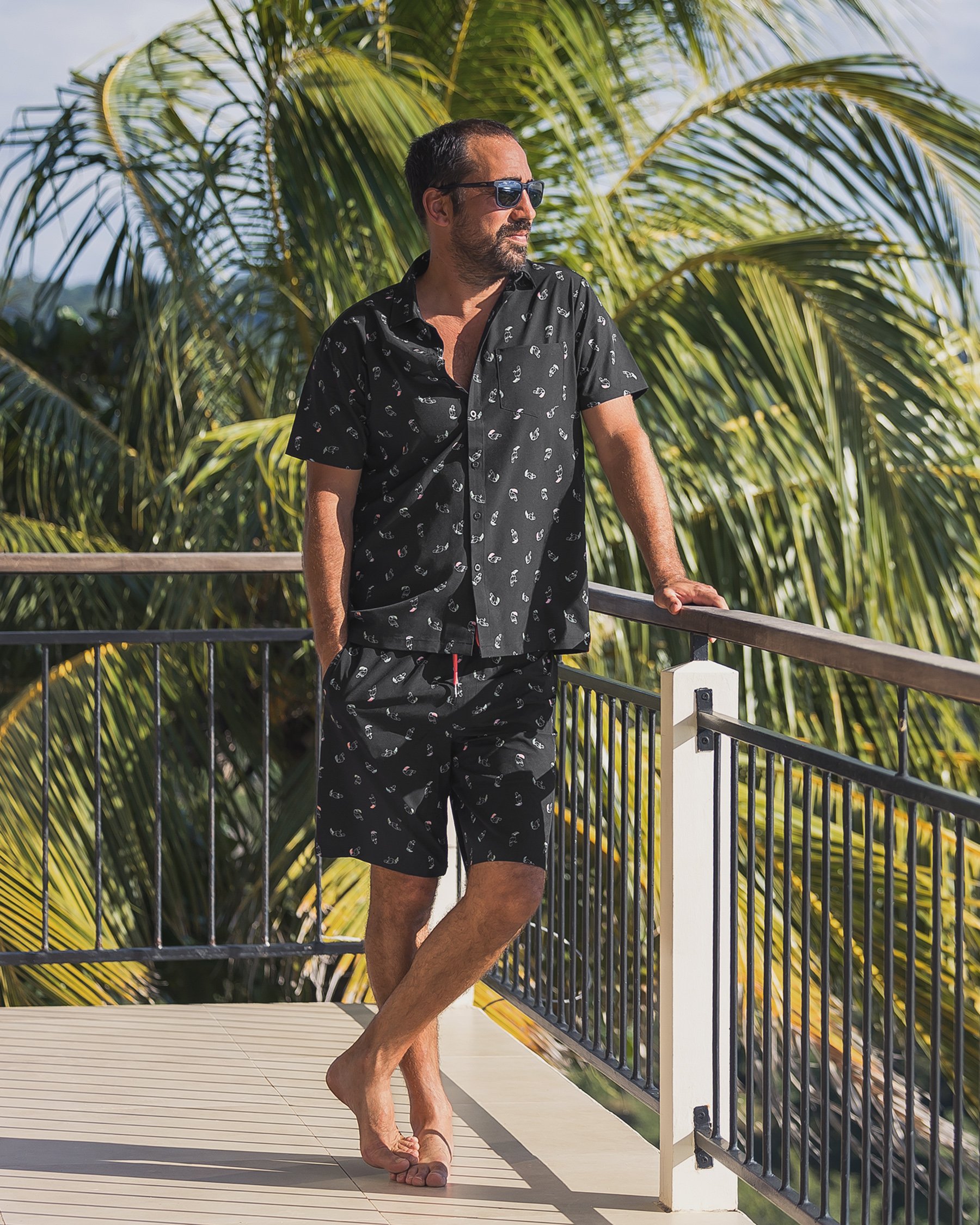 HAMABE Short Sleeves Shirt Black 04100053 - View1