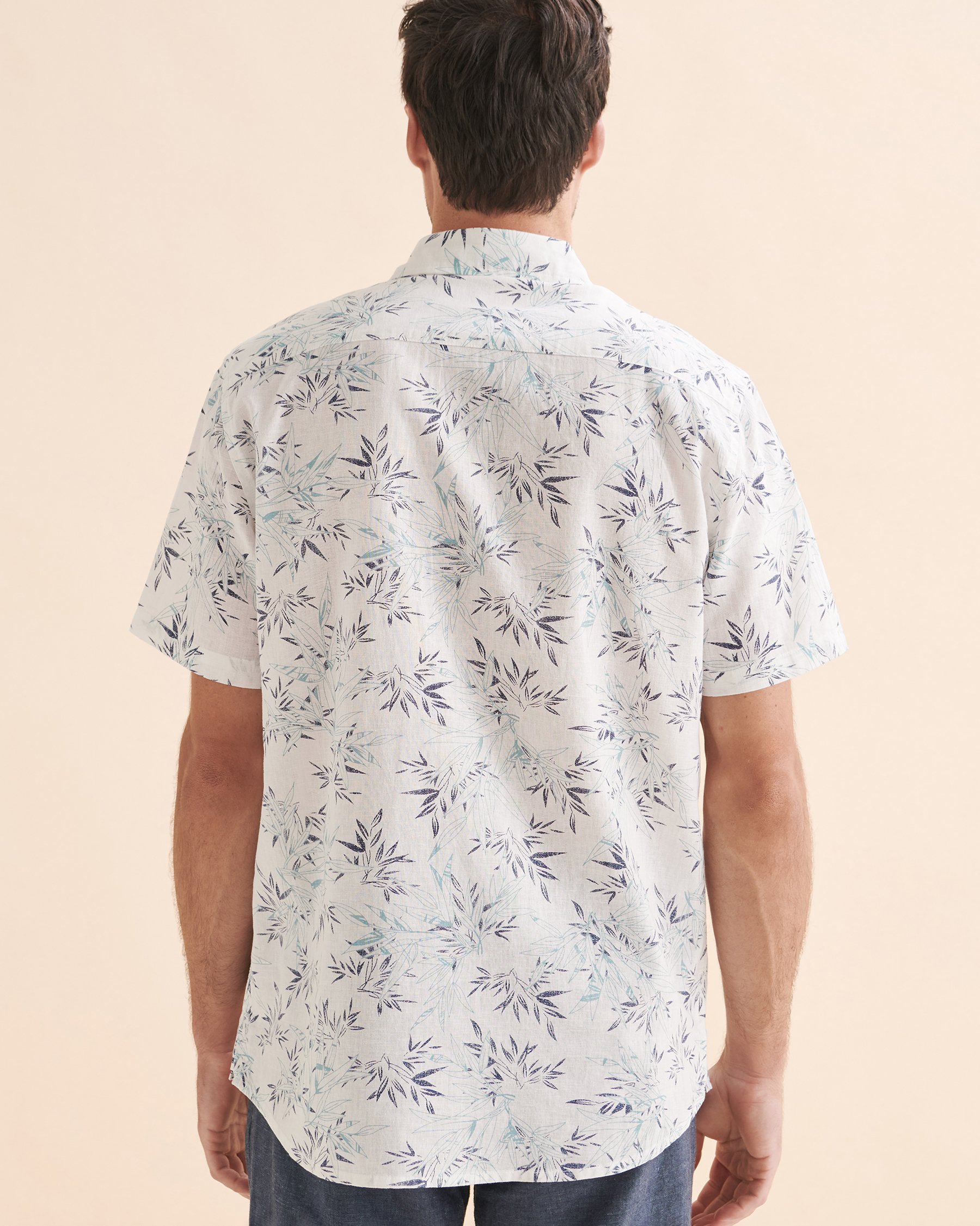 PUBLIC BEACH Linen Short Sleeve Shirt White PB6252BIK - View2