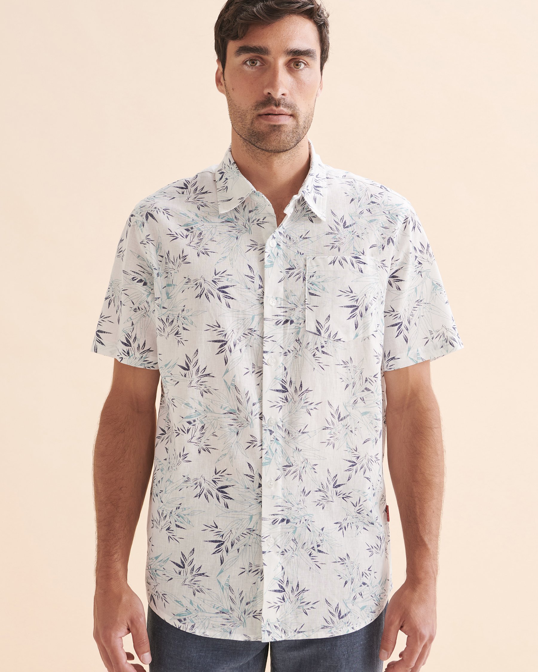 PUBLIC BEACH Linen Short Sleeve Shirt White PB6252BIK - View4