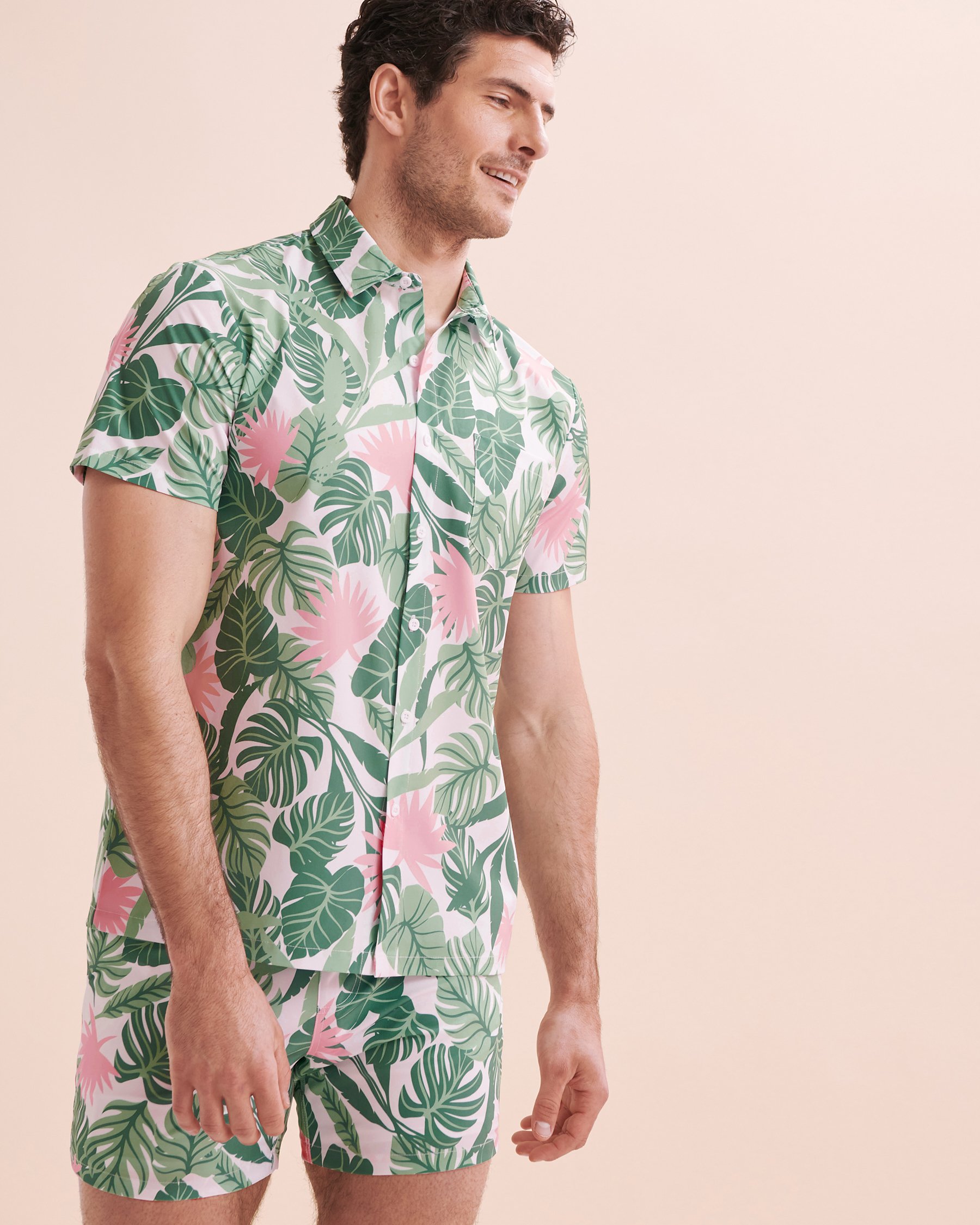 HAMABE Short Sleeve Shirt Tropical Green 04100021 - View5