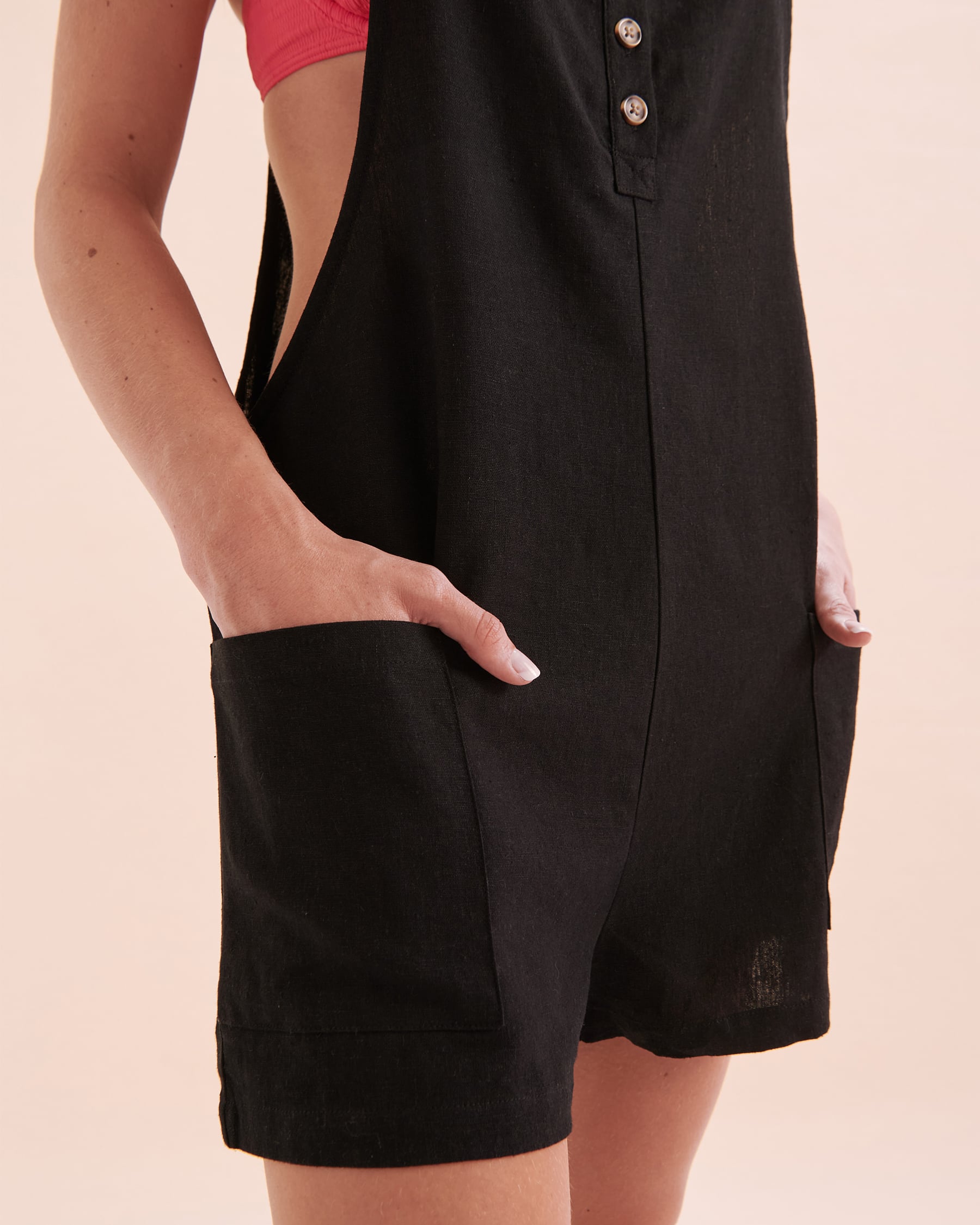 MY BIKINI STORY Thin Straps Linen Romper Black 02300121 - View8