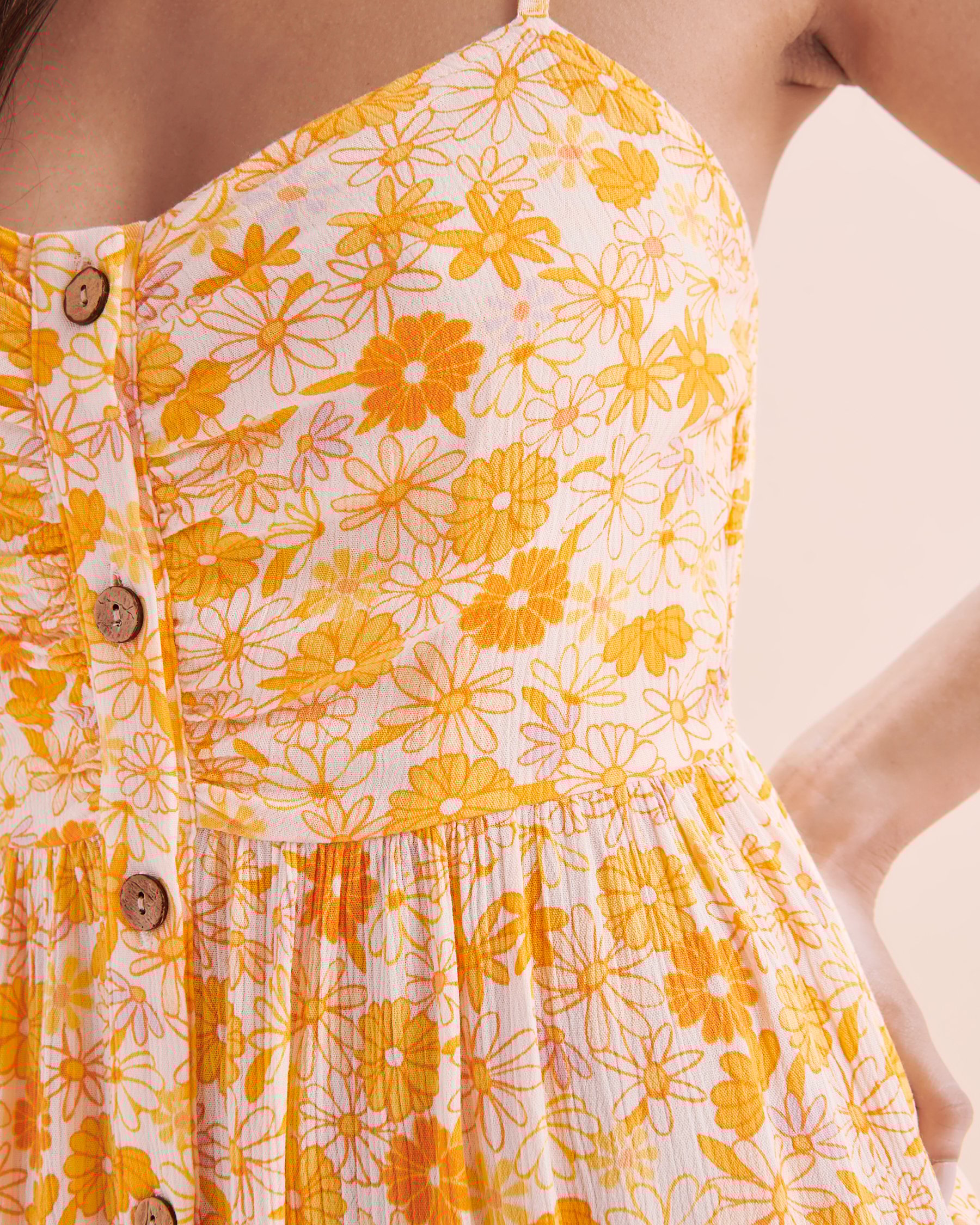 TROPIK Robe courte à bretelles fines à fleurs rétro Fleurs rétro 02300123 - Voir7