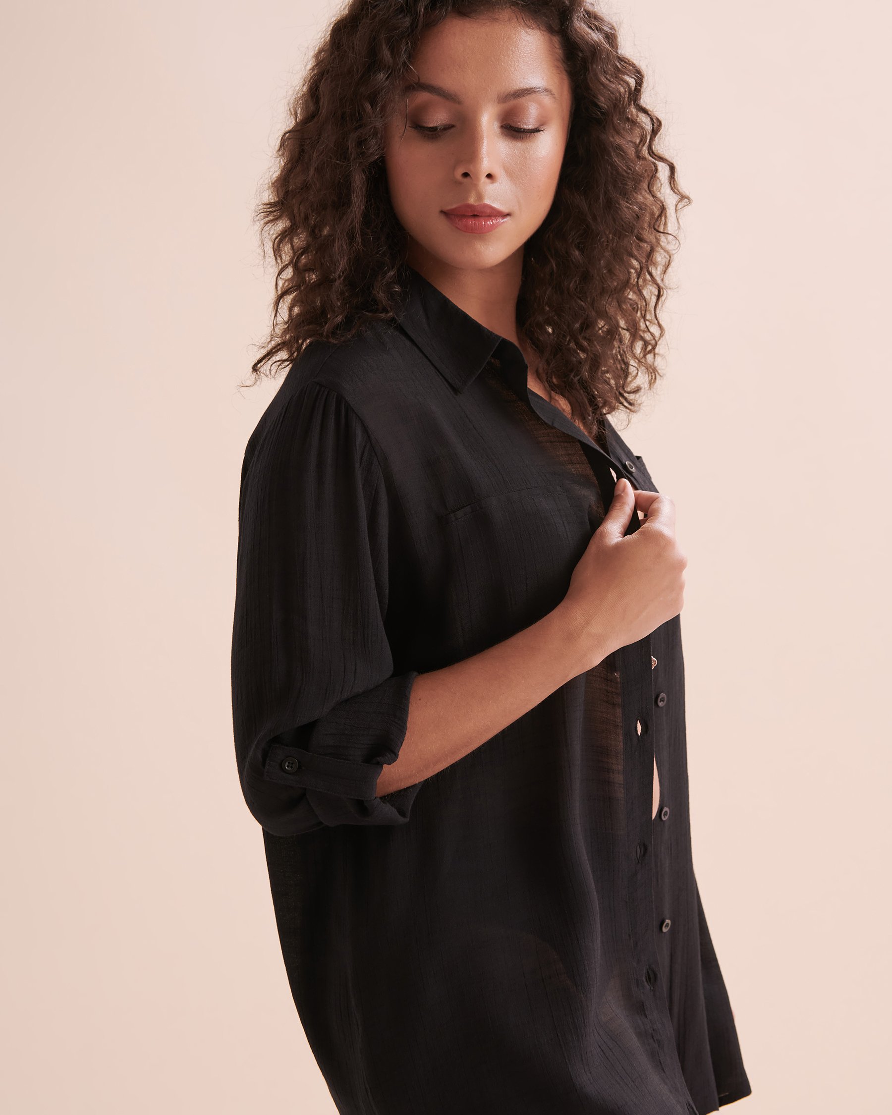 TURQUOISE COUTURE Chemisier voile Noir 02100023 - Voir5