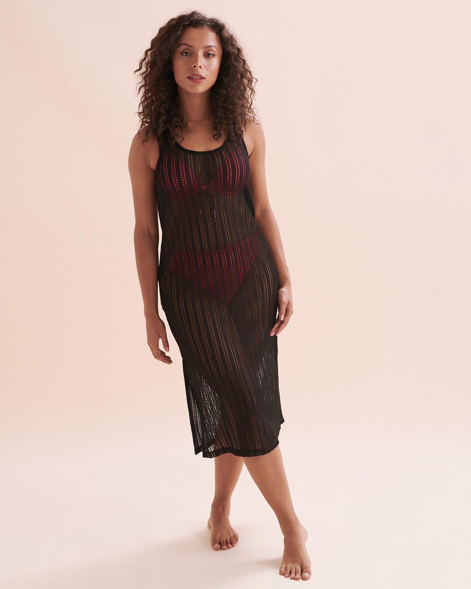 TURQUOISE COUTURE Robe midi en crochet Noir 02300124 - Voir5