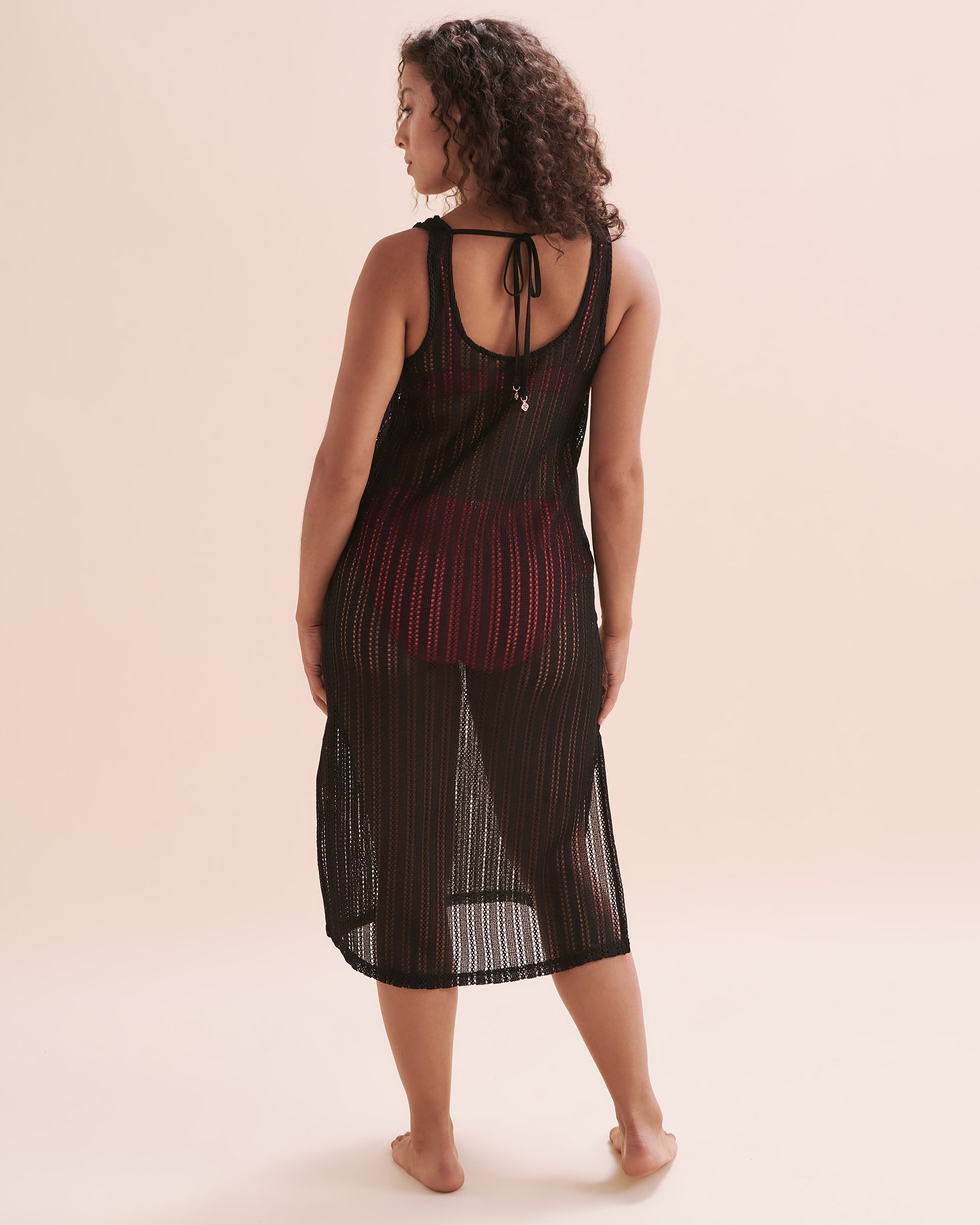 TURQUOISE COUTURE Robe midi en crochet Noir 02300124 - Voir6