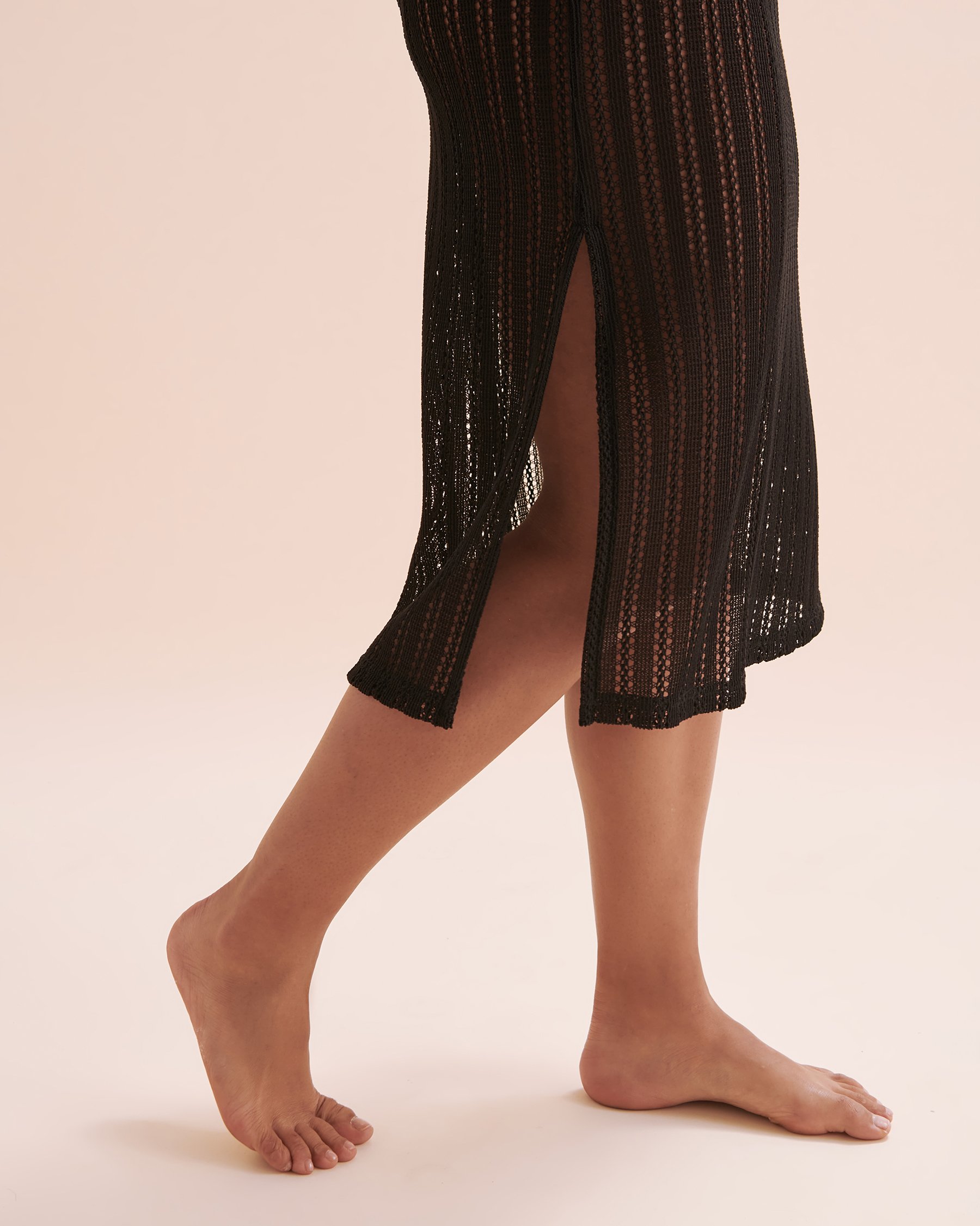 TURQUOISE COUTURE Robe midi en crochet Noir 02300124 - Voir7