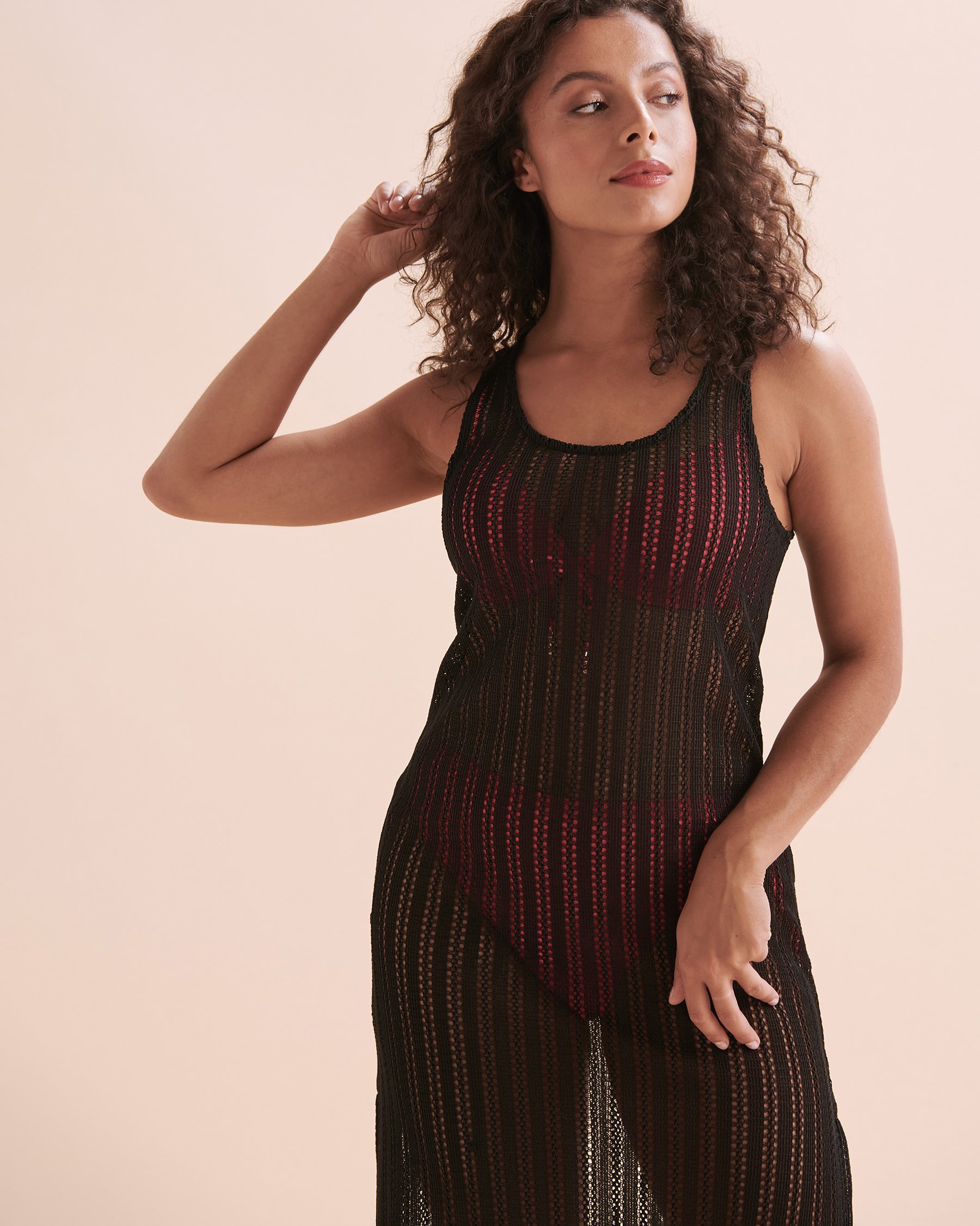 TURQUOISE COUTURE Robe midi en crochet Noir 02300124 - Voir8