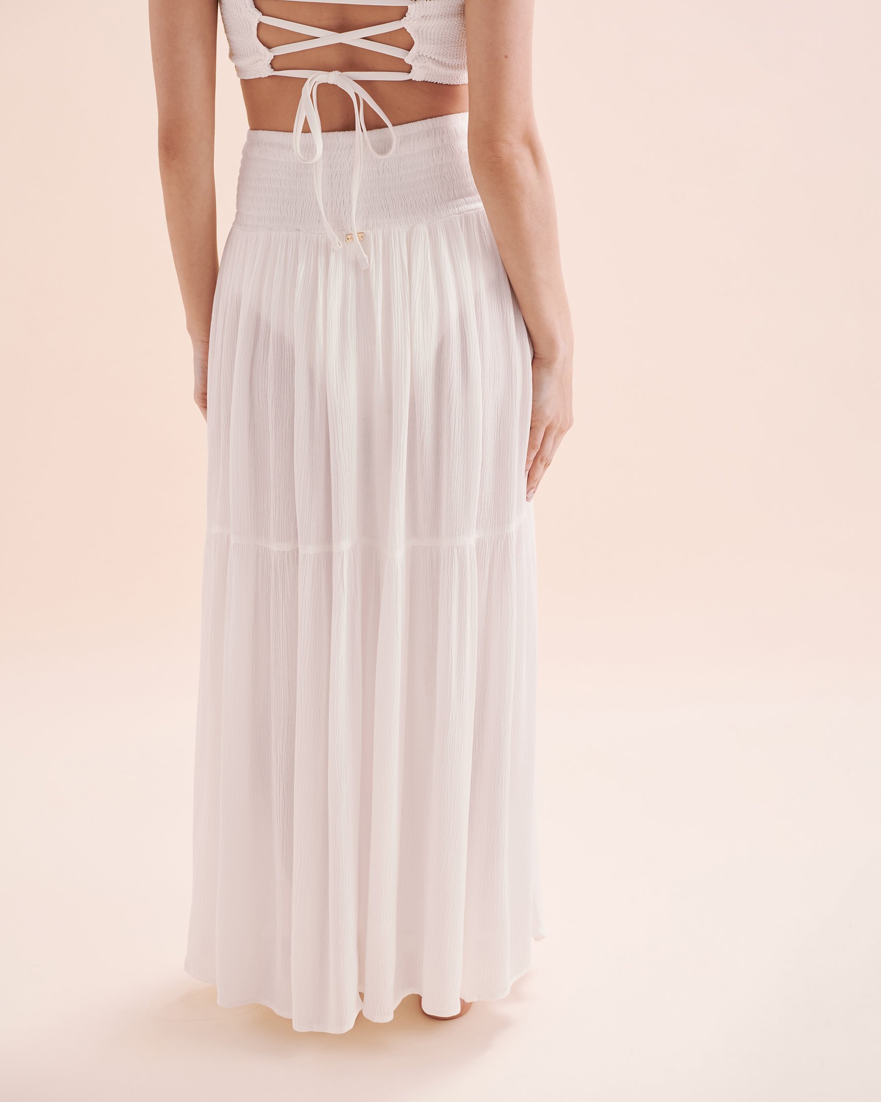 TROPIK Smocked Texture Maxi Skirt Snow White 02200065 - View4