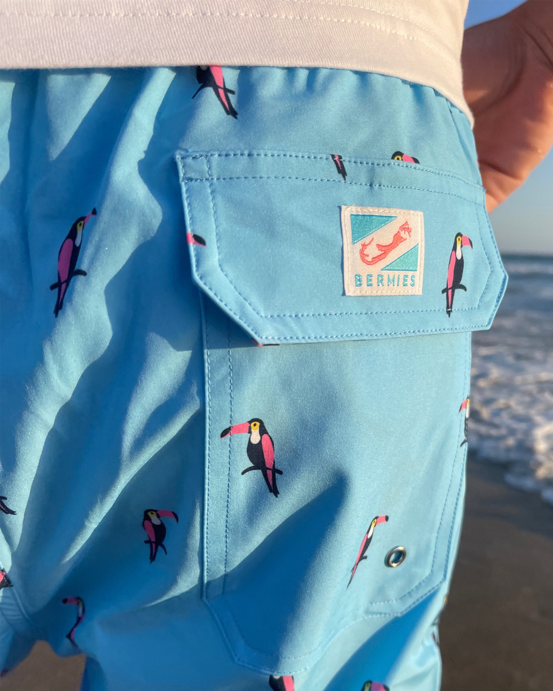 BERMIES Tucan Volley Swimsuit Blue/Tucan Print TUCAN - View2