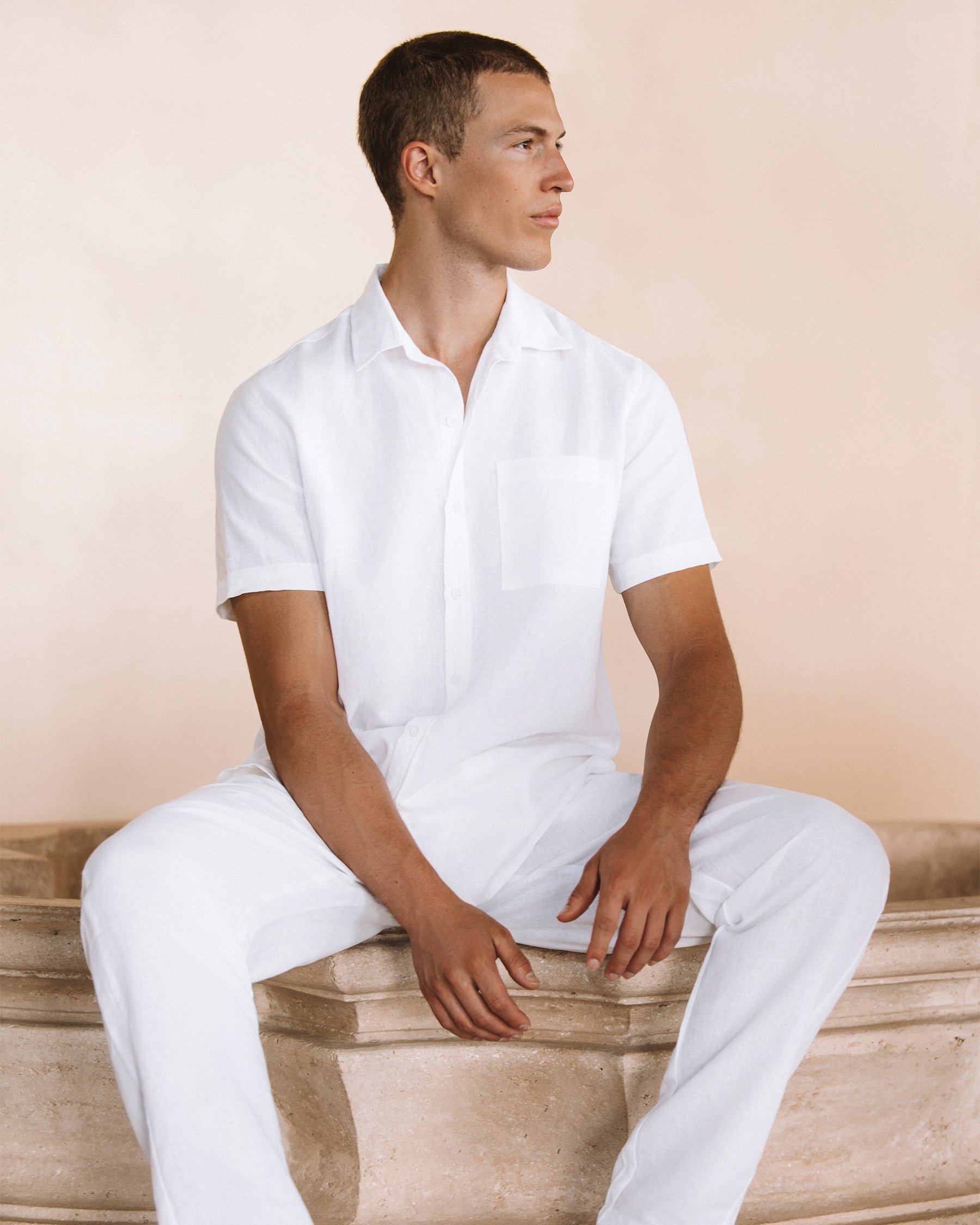 OFF THE BEACH Linen Blend Short Sleeve Shirt White 04100022 - View1