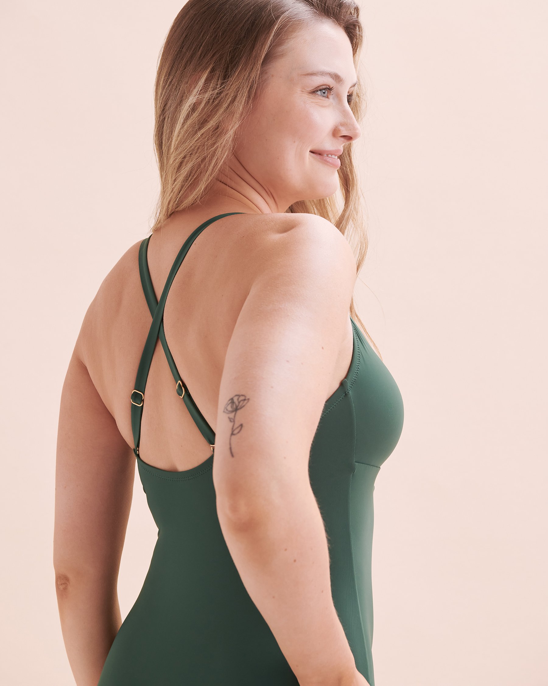 EVERYDAY SUNDAY Misty Tropics Braided Strap One-piece Swimsuit Green Rain Forest ESBEAW04159 - View7