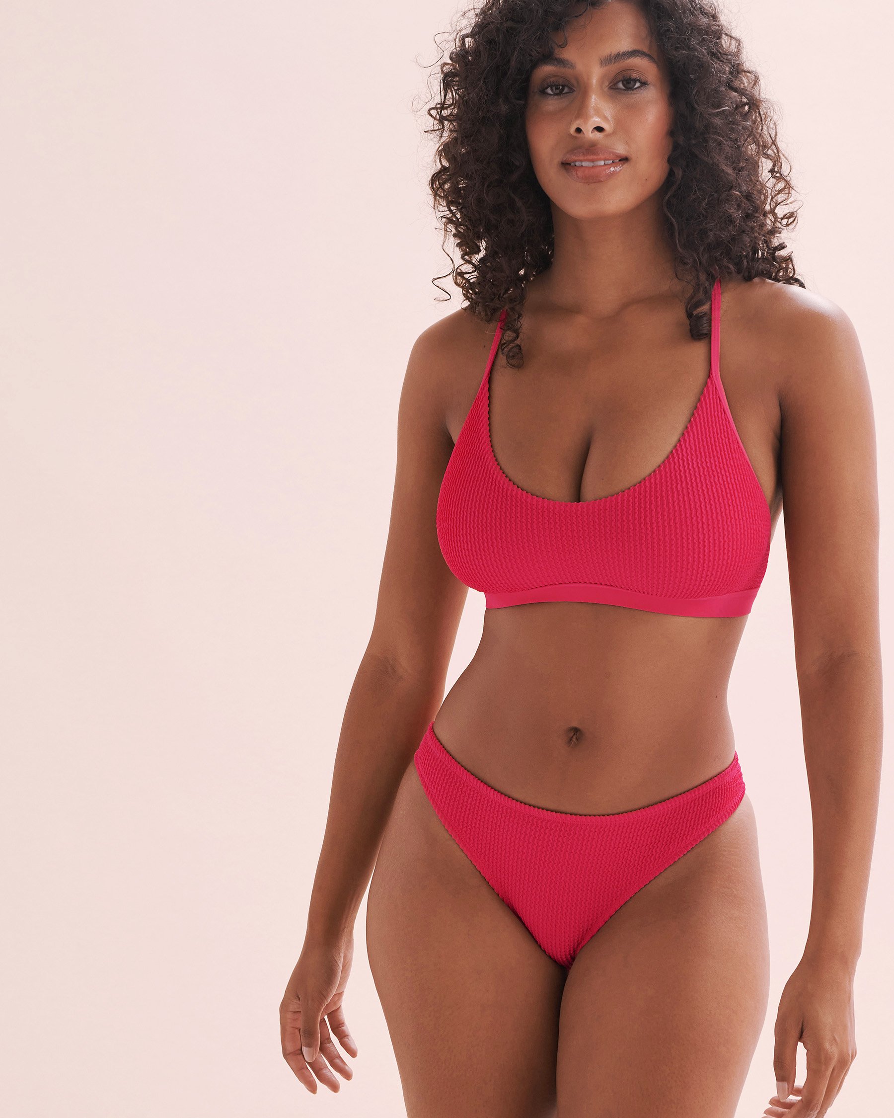 EIDON Sorbet Textured Low-rise Bikini Bottom Pink Raspberry 3521335 - View4