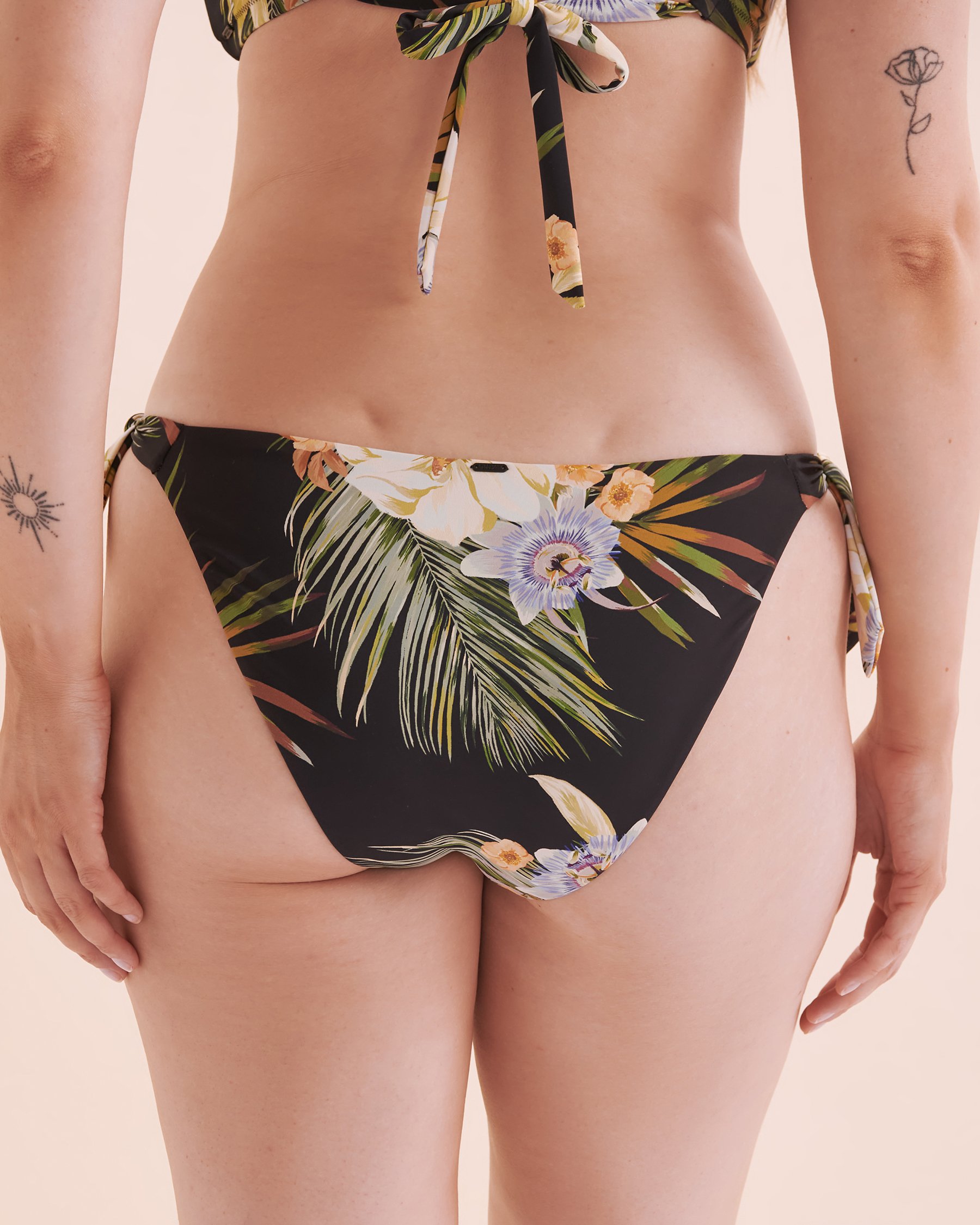 EVERYDAY SUNDAY Exotic Tiki Bikini Bottom Black Floral ESBEAW04165 - View4