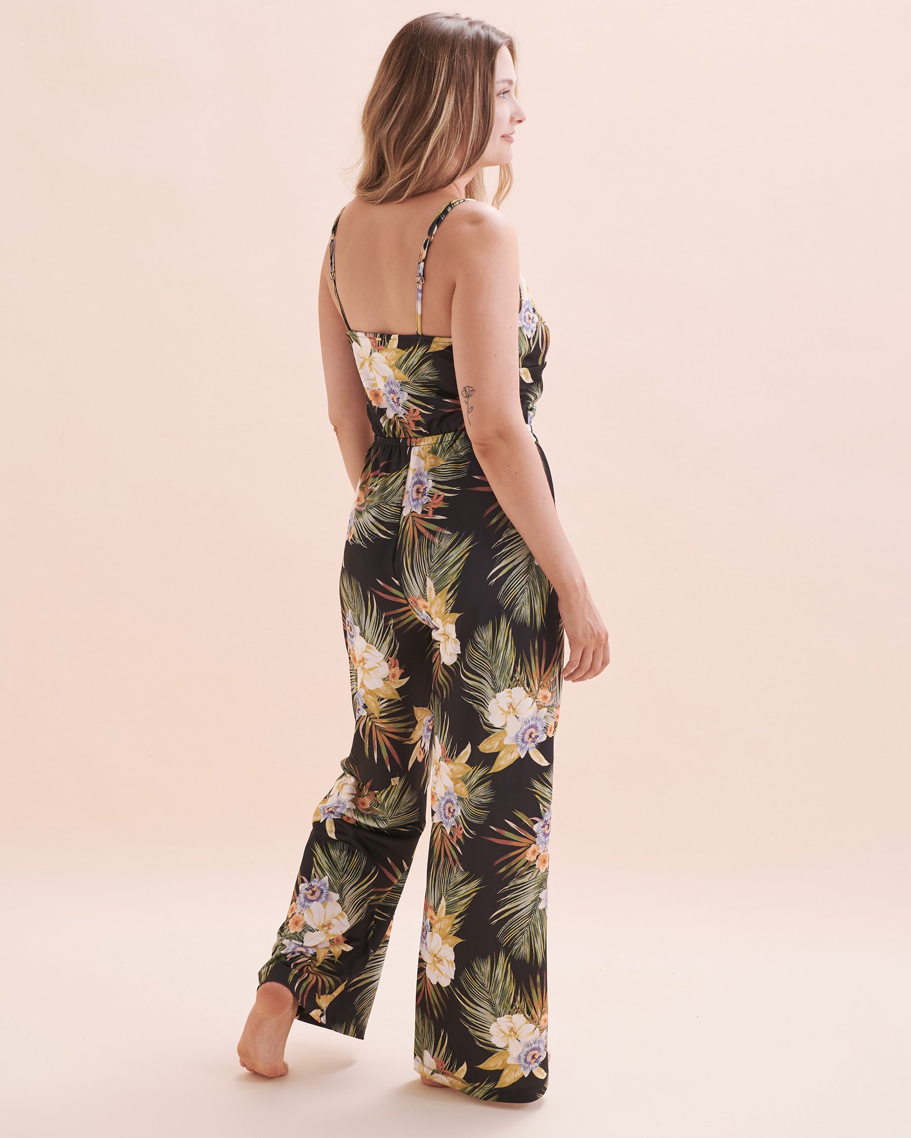 EVERYDAY SUNDAY Exotic Tiki Sleeveless Jumpsuit Black Floral ESBEAW04175 - View5