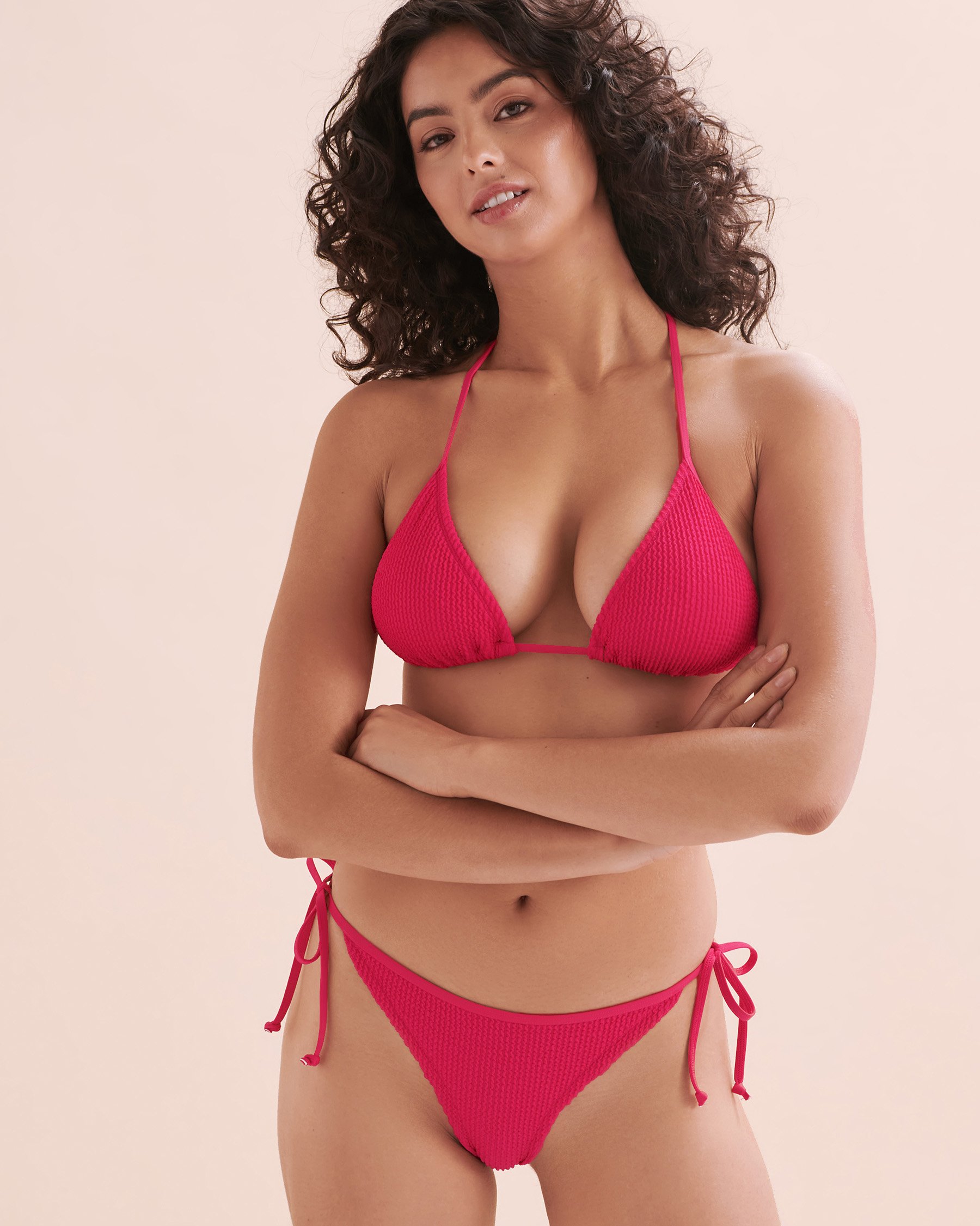 EIDON Sorbet Kali Textured Triangle Bikini Top Pink Raspberry 3521300 - View6