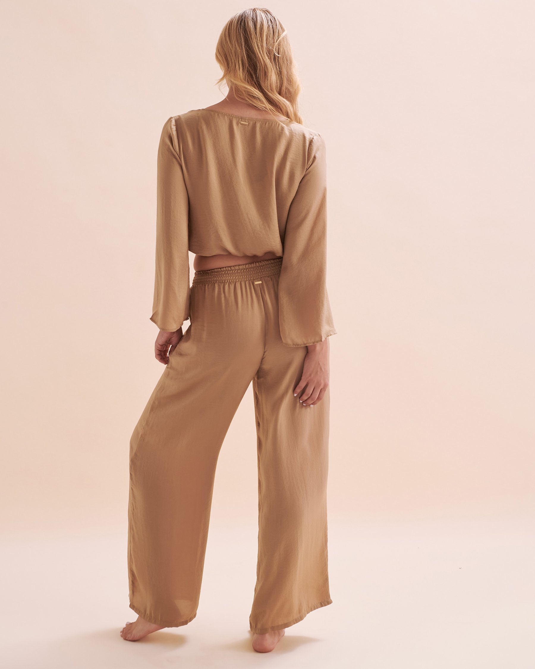 SANTEMARE Haut court en satin Sable beige 02100025 - Voir7