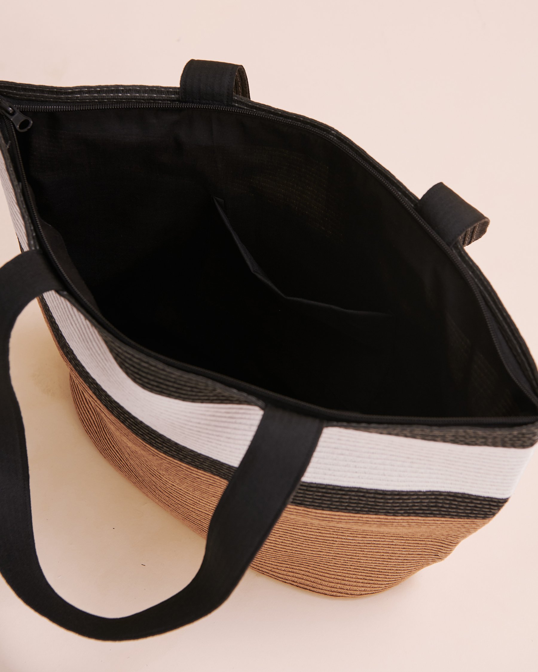 SARAJANE Three Tones Beach Bag Straw/White/Black 24SJ2147 - View2