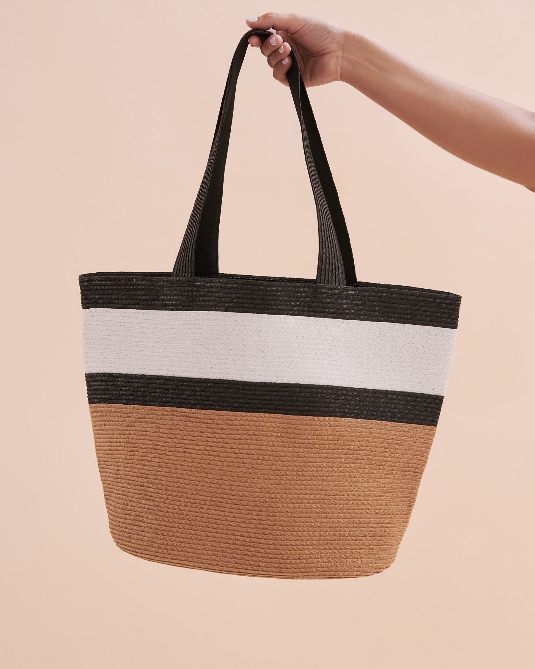 SARAJANE Three Tones Beach Bag Straw/White/Black 24SJ2147 - View3