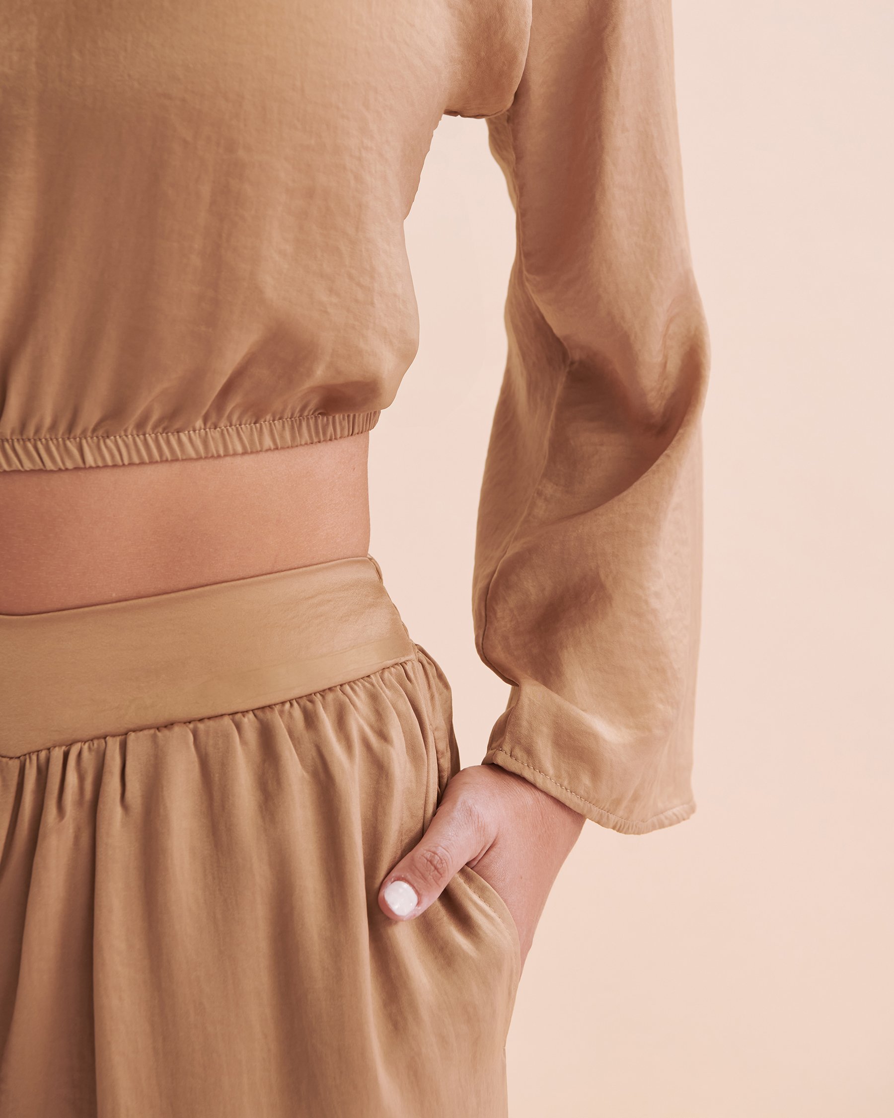 SANTEMARE Satin Beach Pants Sand Beige 02200067 - View7