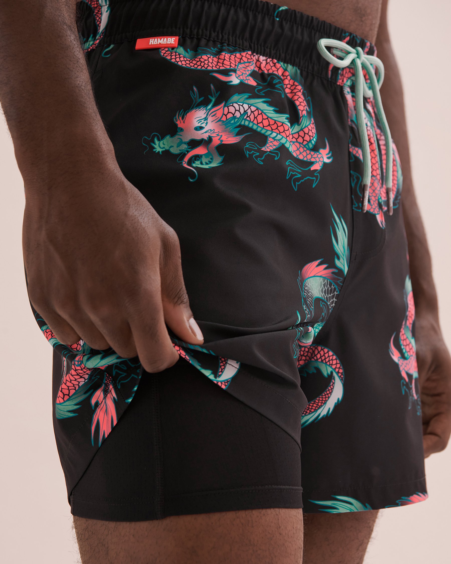 HAMABE Volley Swimsuit Black/Dragon 03100036 - View4