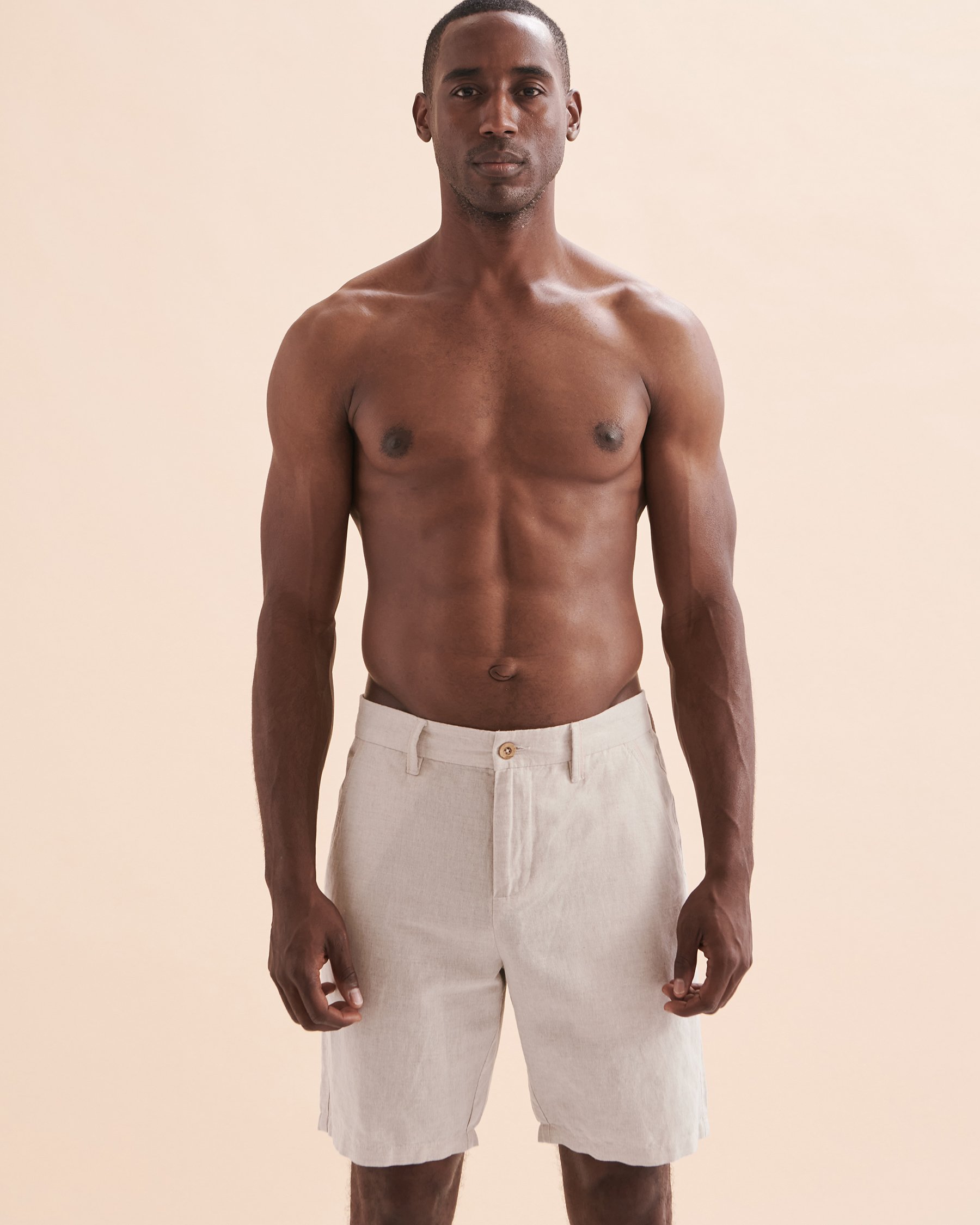 PUBLIC BEACH Short bermuda lin Naturel PB6801BIK - Voir5
