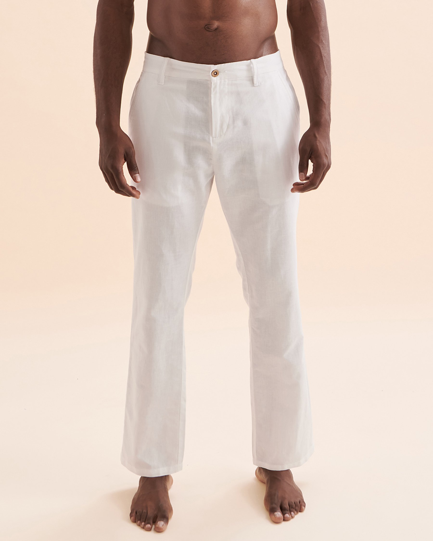 PUBLIC BEACH Pantalon en lin Blanc PB6101BIK - View1