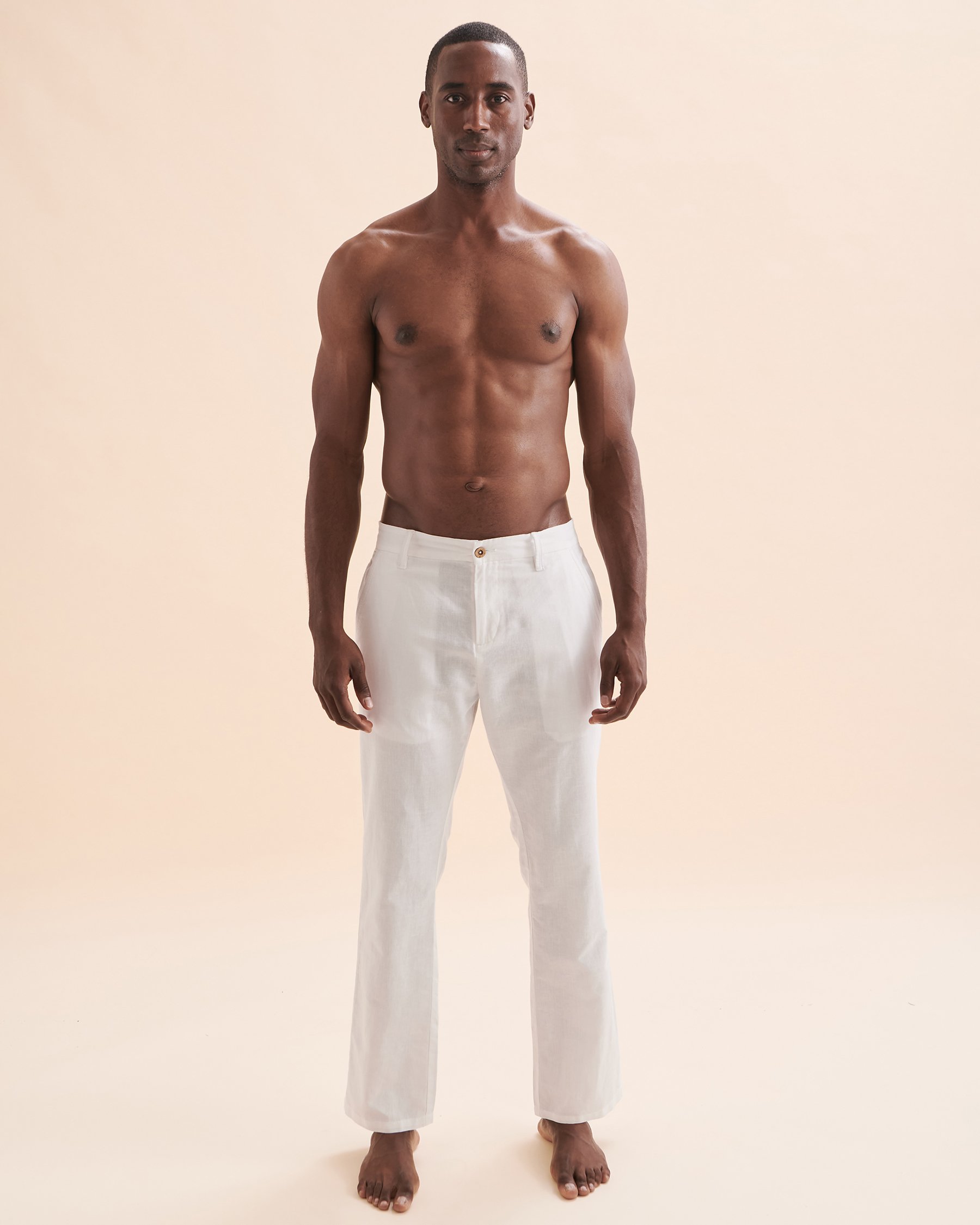 PUBLIC BEACH Pantalon en lin Blanc PB6101BIK - Voir5