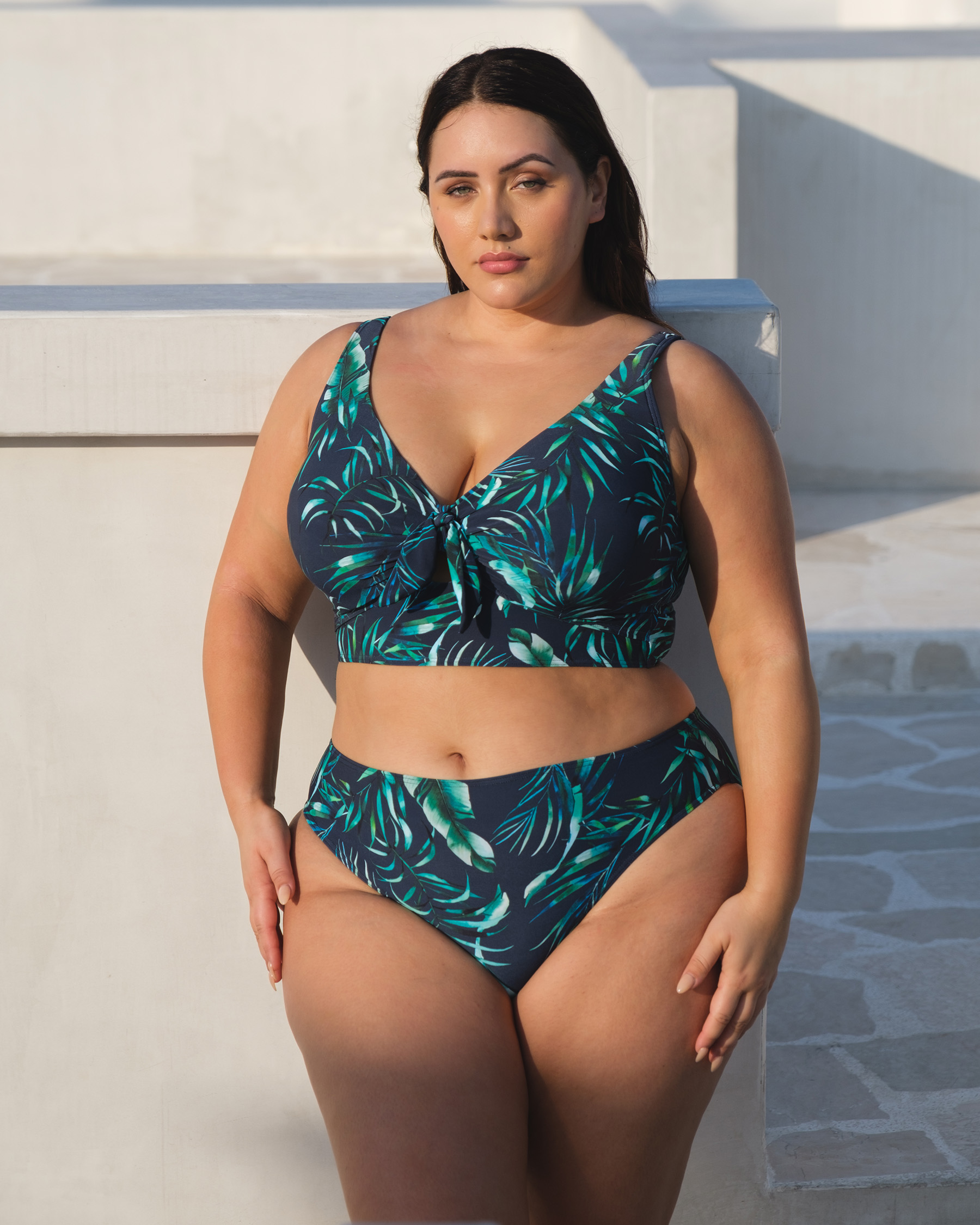 ARTESANDS Palmspiration Cezanne D/DD Cup Bralette Bikini Top Dark Navy Leaves AT3772PS - View2