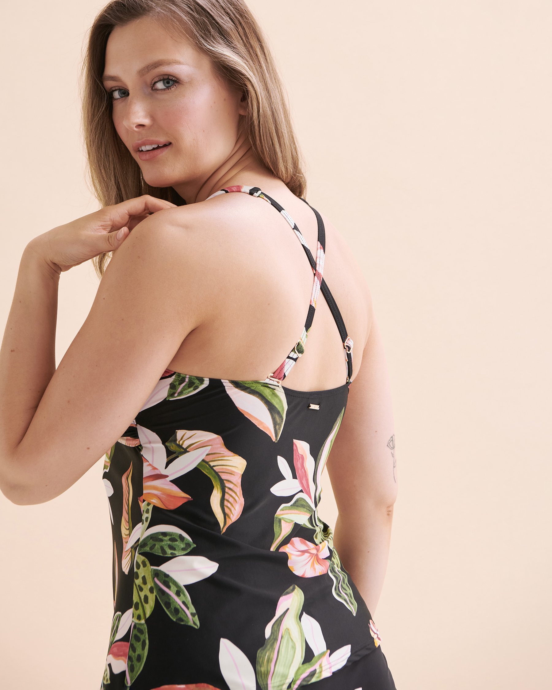 SEA LEVEL Haut tankini croisé à l'avant Sundown Tropical noir SL3316SD - View3