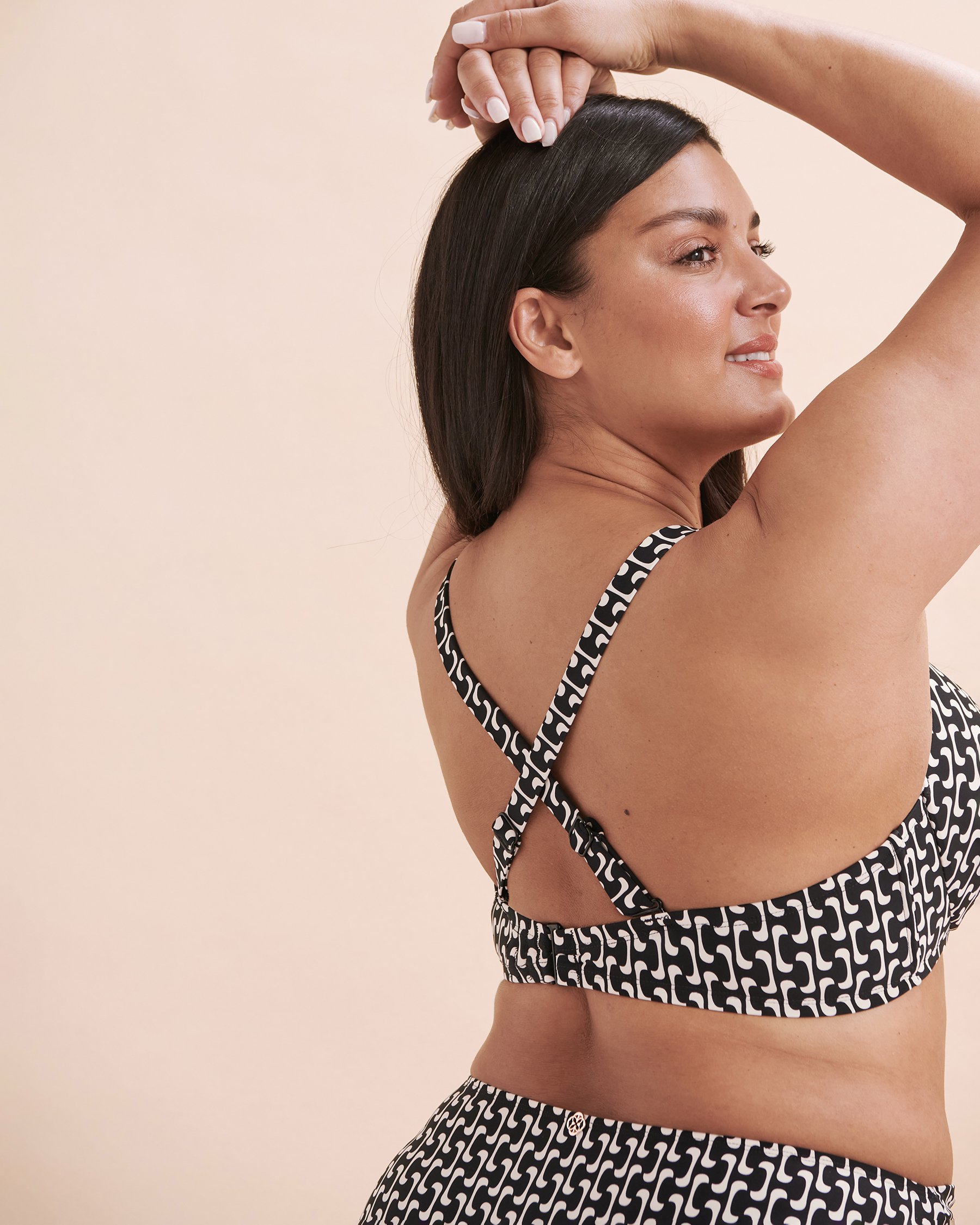 TURQUOISE COUTURE Haut de bikini plongeant bonnet D Géométrique noir Géométrique noir 01200069 - Voir8