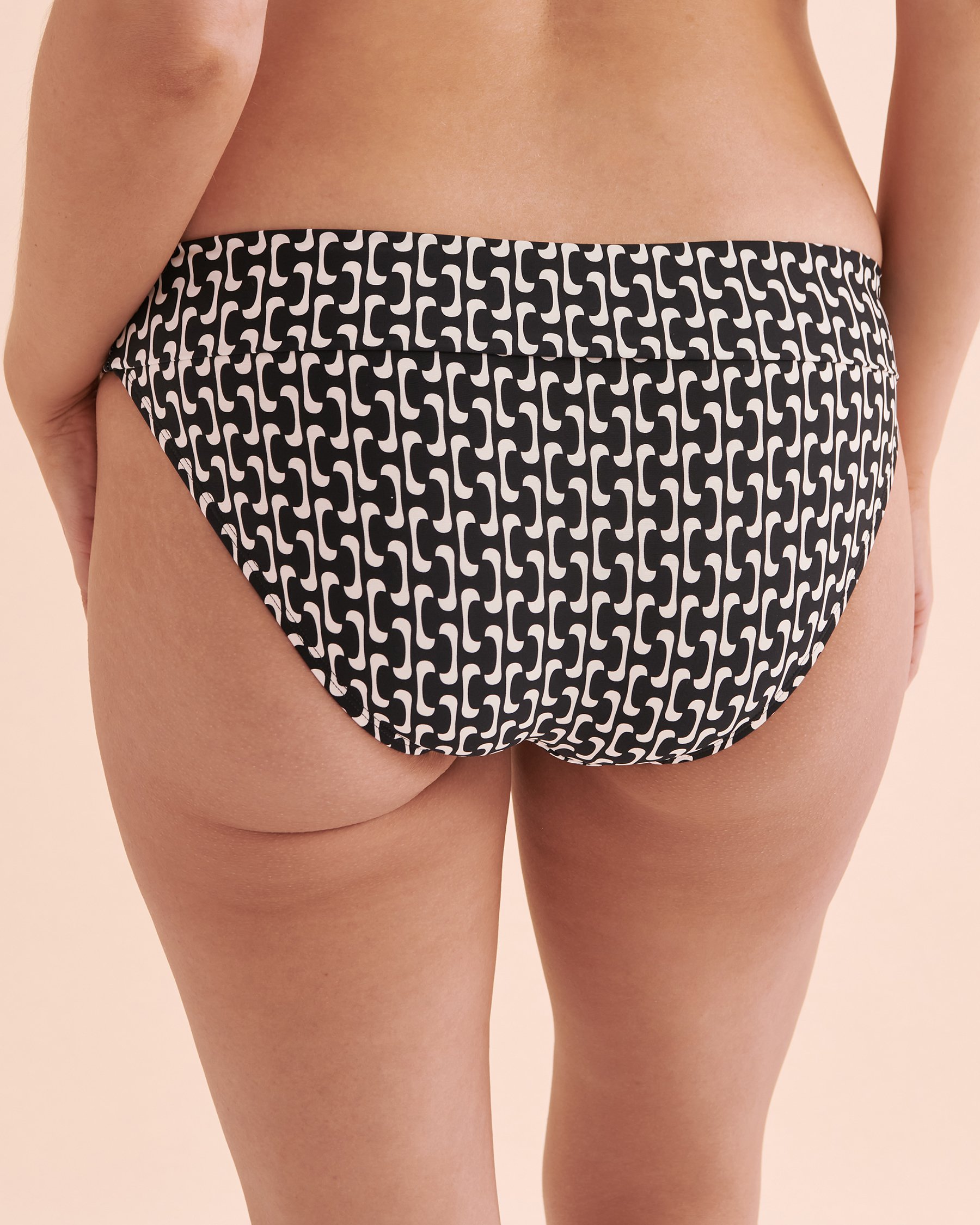 TURQUOISE COUTURE Bas de bikini bande de taille pliée Géométrique noir Géométrique noir 01300305 - Voir10