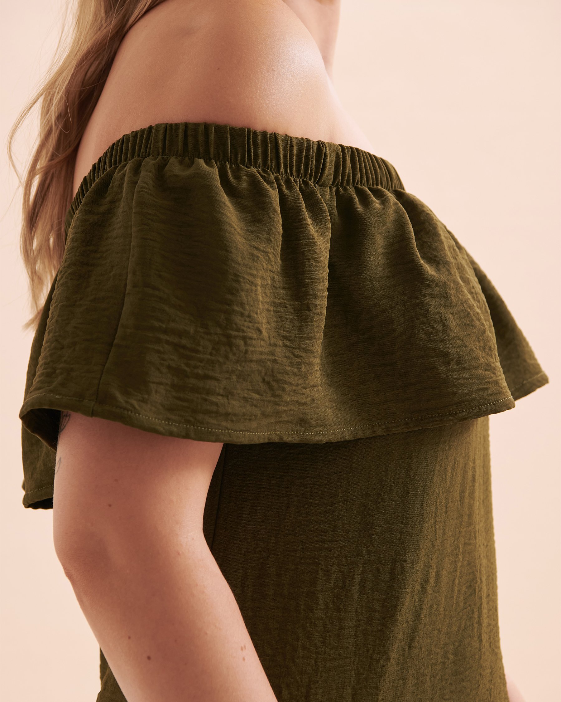 COVER ME Robe épaules dénudées Kaki 22052575 - Voir3