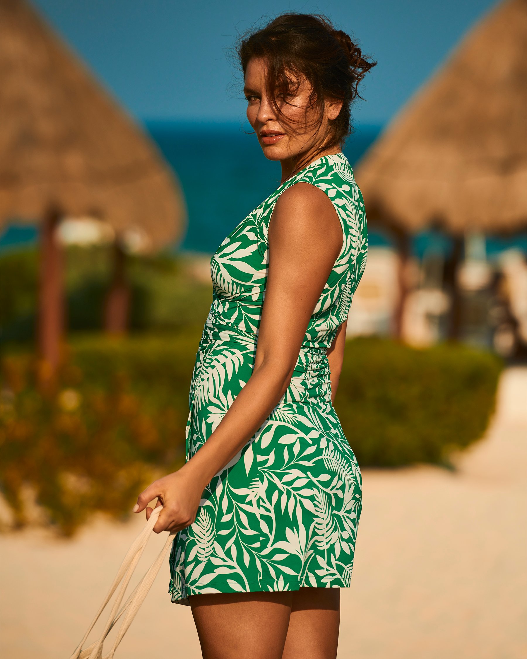 EAU DE SEA Short Wrap Dress Green Island 02300116 - View3