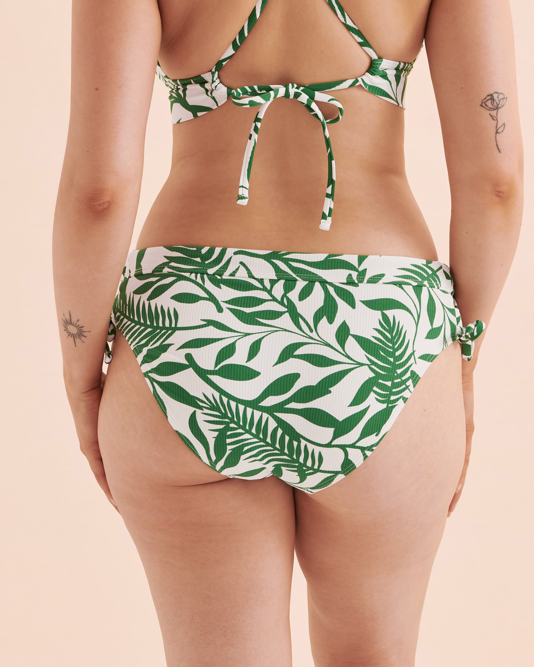 EAU DE SEA Bas de bikini noué aux hanches Green Island Vert tropical 01300308 - Voir3