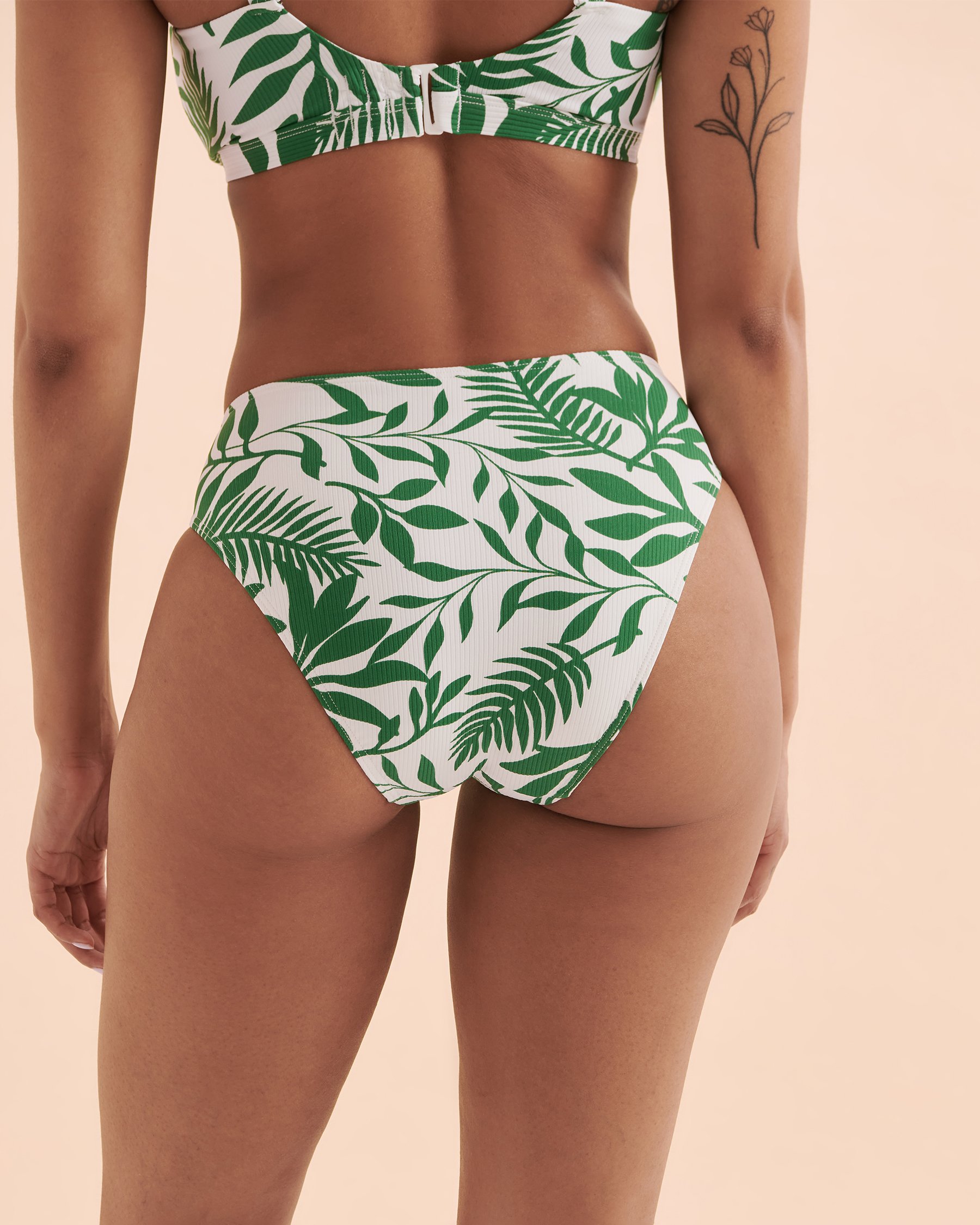 EAU DE SEA Bas de bikini taille haute Green Island Vert tropical 01300309 - Voir3