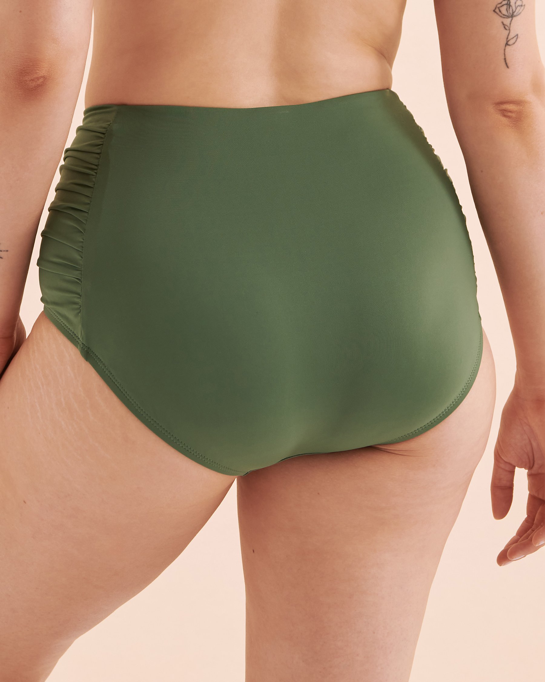 JANTZEN Bas de bikini taille haute côtés plissés Solid Vert JZ23170H - View2