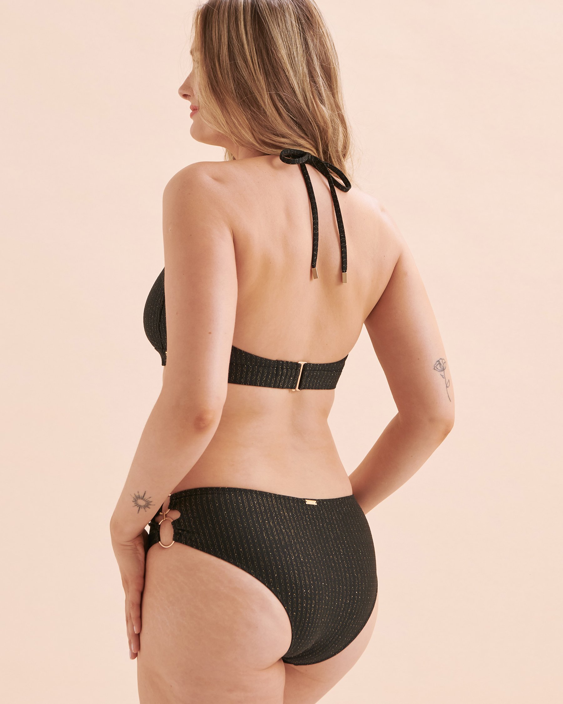 SANTEMARE Haut de bikini bandeau scintillant à découpe Noir brillant 01100264 - View2