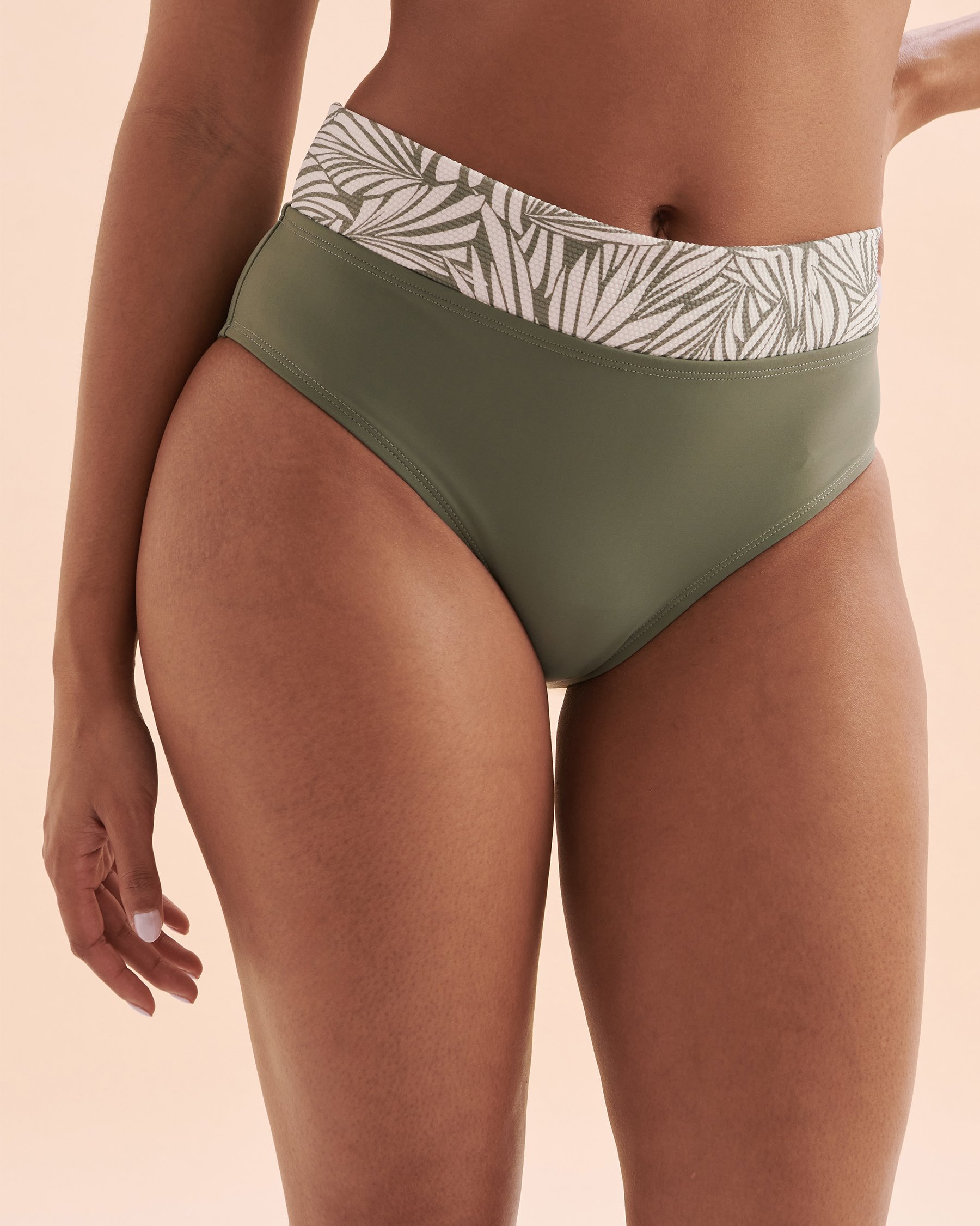 SKYE Biomes Foldover Waistband Bikini Bottom Light Green Tropical SK75138 - View3