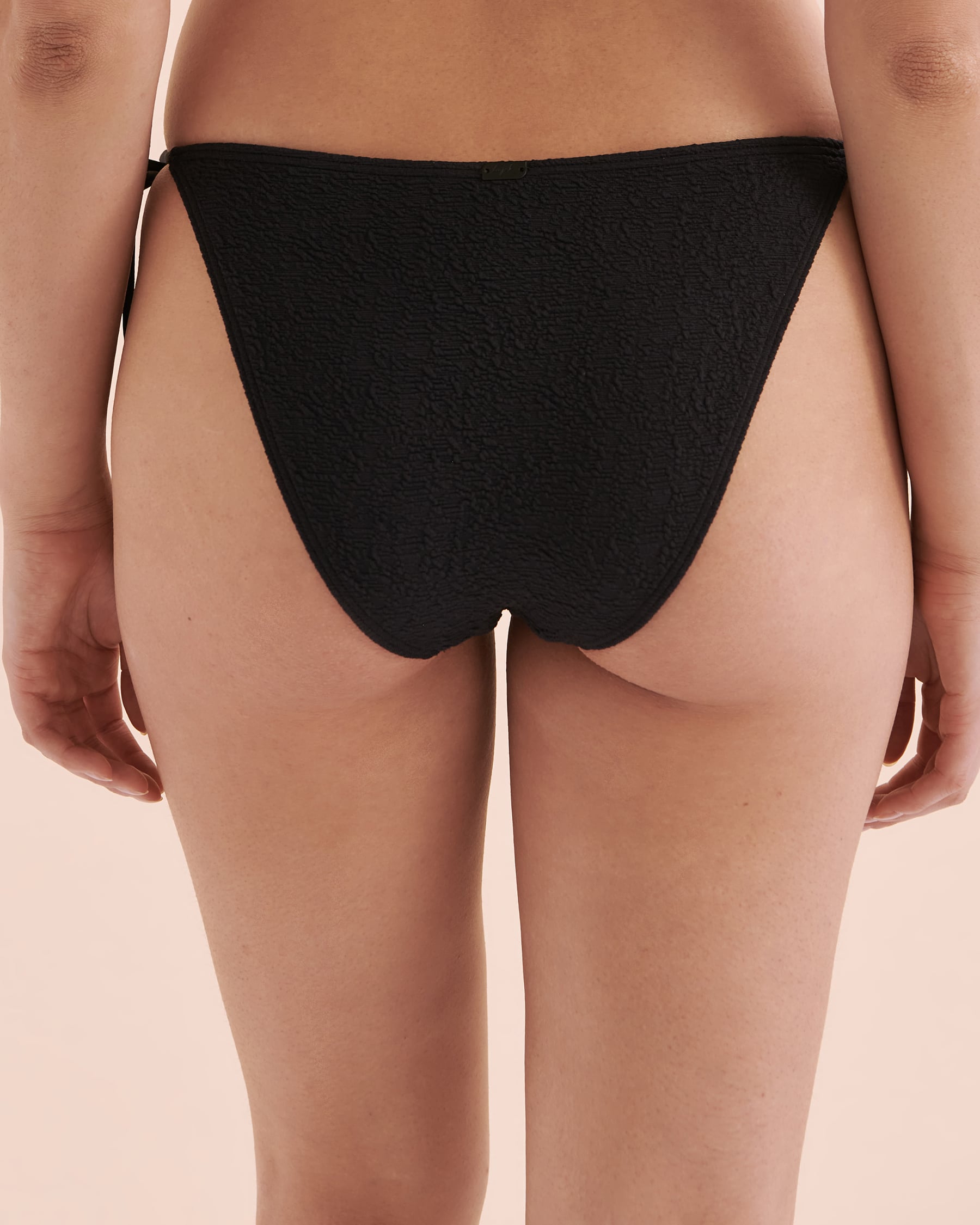 TROPIK Textured Side Tie Brazilian Bikini Bottom Black 01300299 - View2