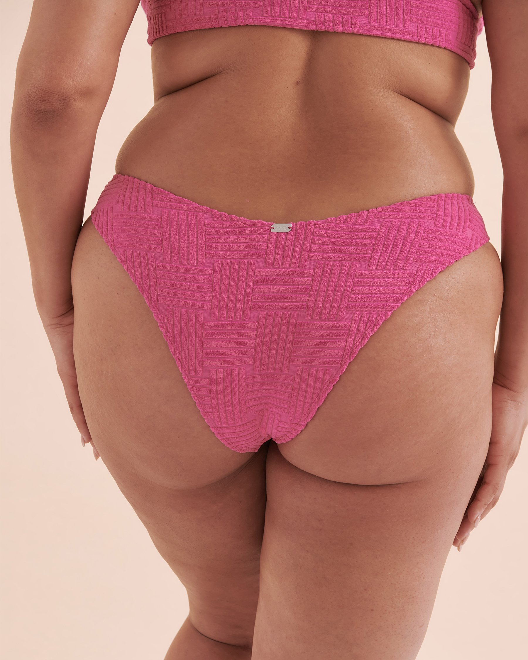 TROPIK Bas de bikini tanga coupe en V ratiné Rose éclatant 01300296 - Voir8