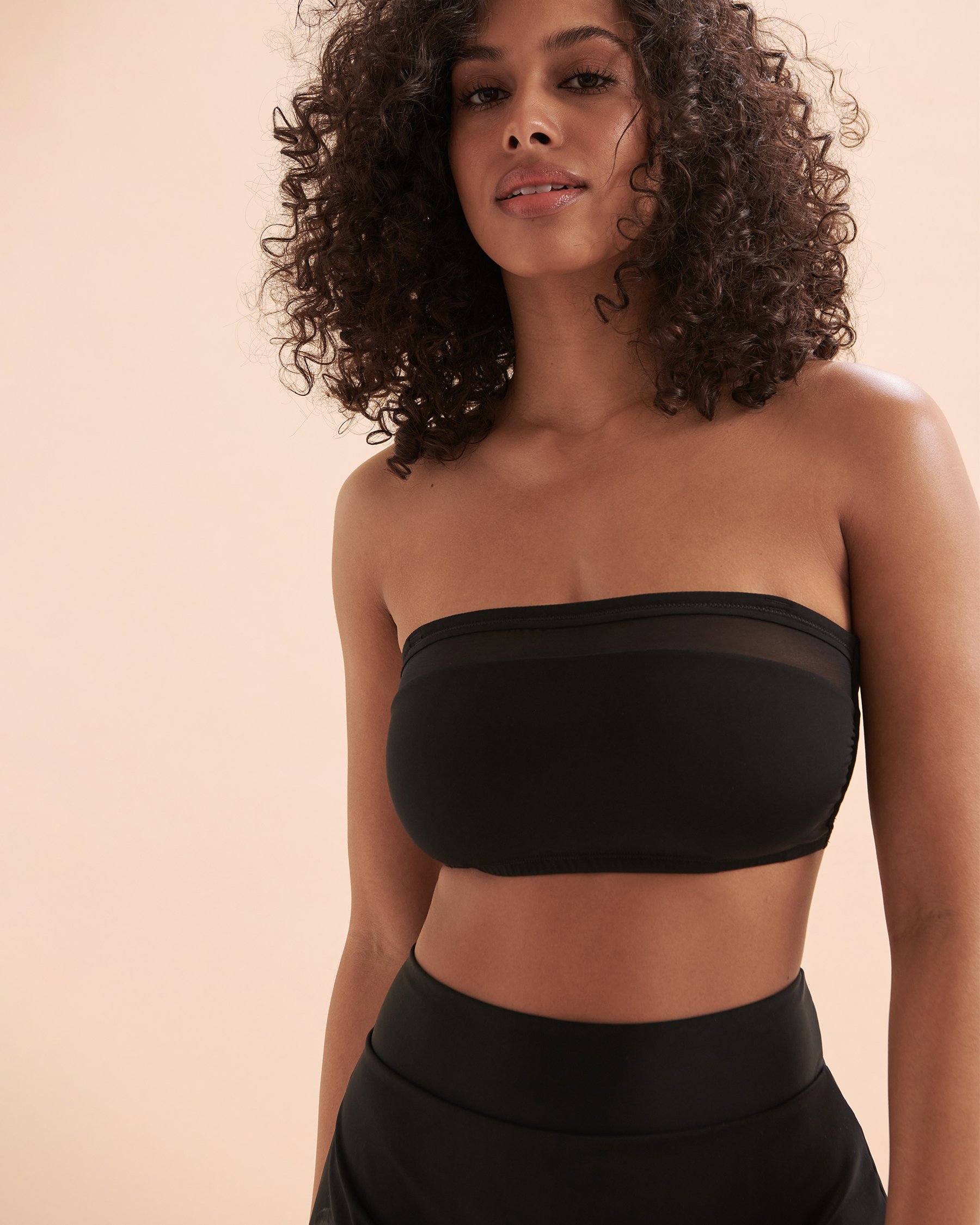 TURQUOISE COUTURE Haut de bikini bandeau bonnet D à insertions de résille Noir 01200071 - Voir11