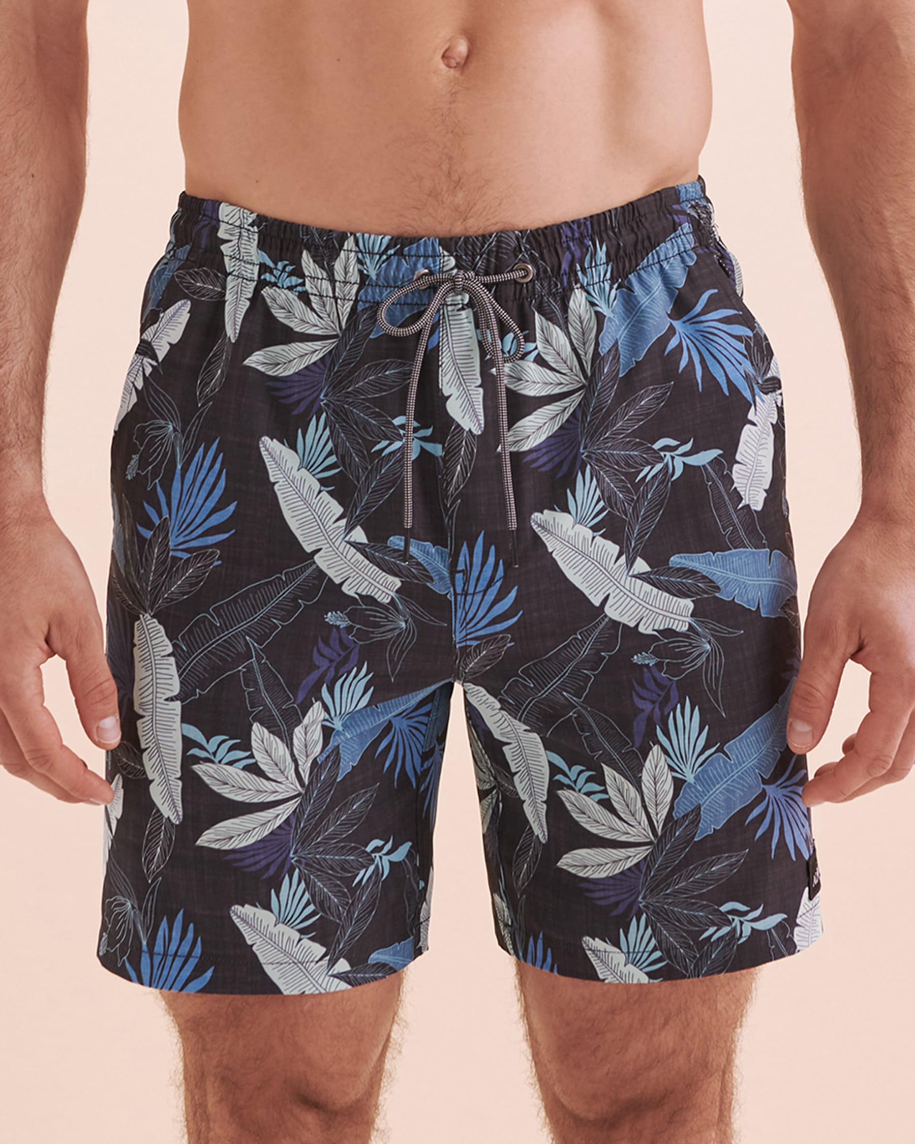 LUCKY ALOHA Centers Volley Swimsuit Blue Tropical Leaves CNT1313 - View1