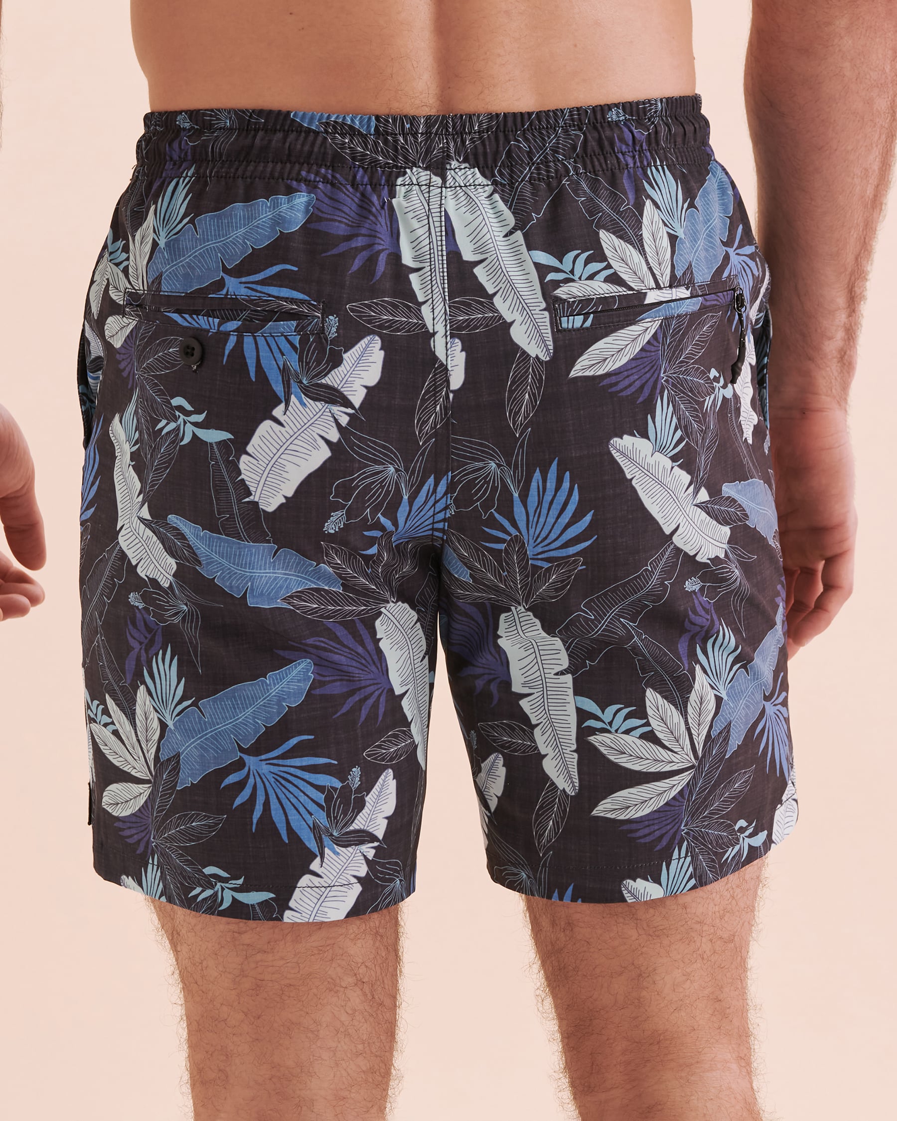 LUCKY ALOHA Centers Volley Swimsuit Blue Tropical Leaves CNT1313 - View2