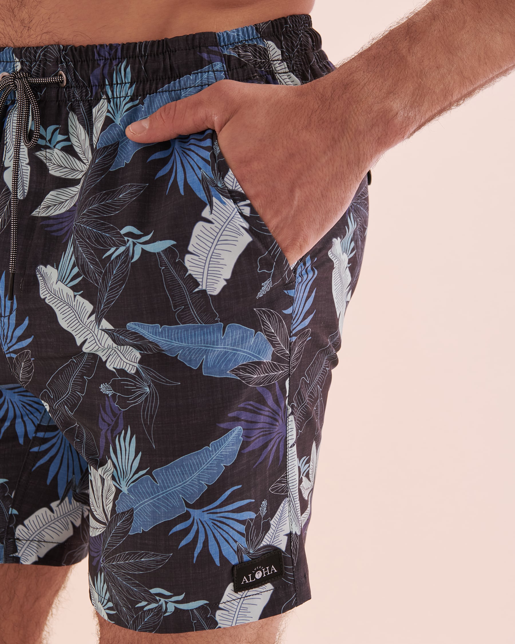 LUCKY ALOHA Centers Volley Swimsuit Blue Tropical Leaves CNT1313 - View3