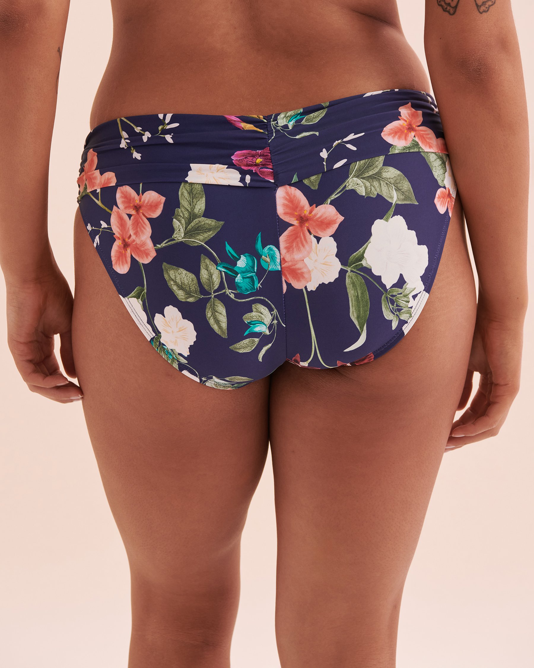 JANTZEN Floral Fantasy Foldover Waistband Hipster Bikini Bottom Dark Blue Floral JZ24261H - View2