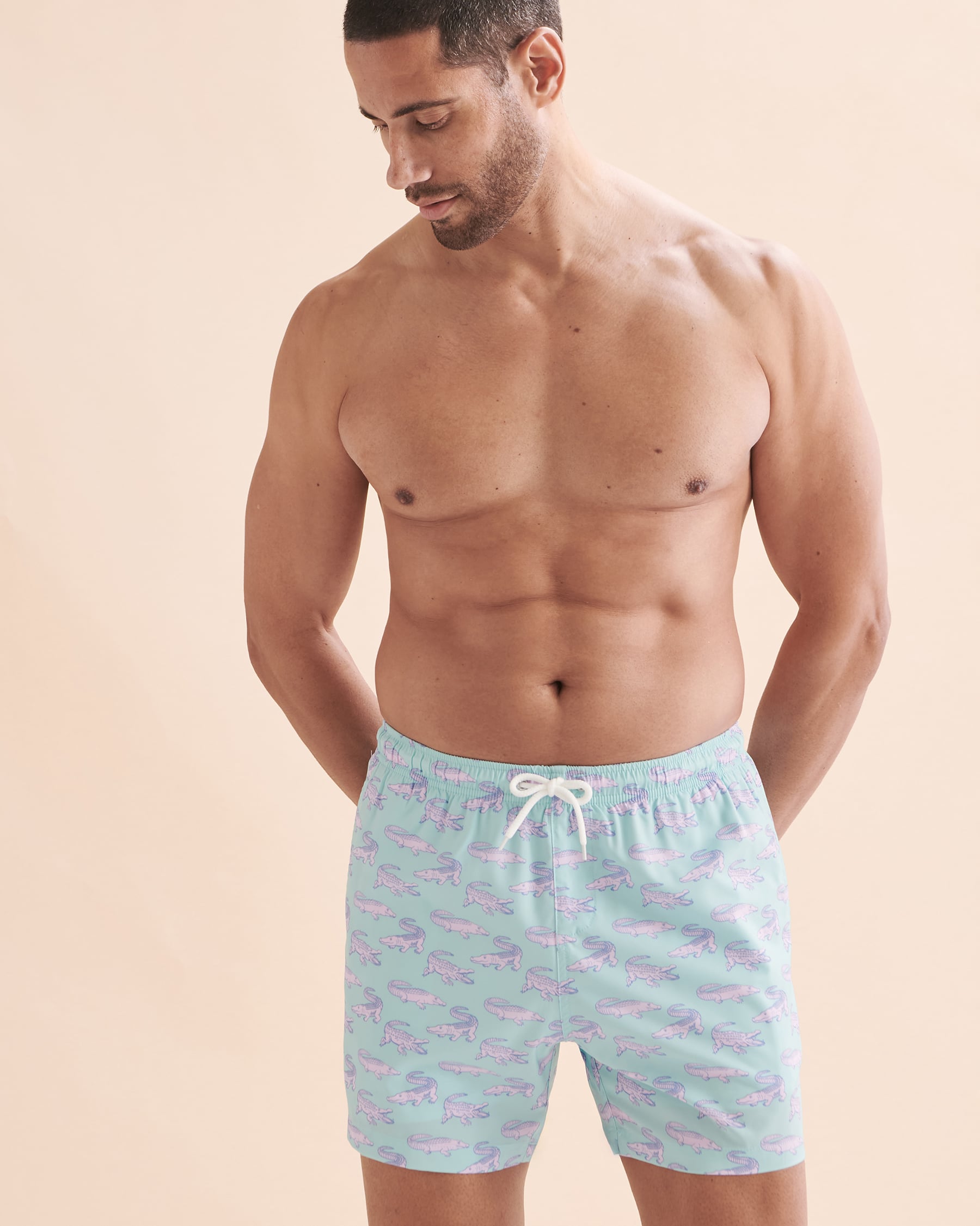 BERMIES Green Crocodile Volley Swimsuit Crocodile GREEN CROCO - View8