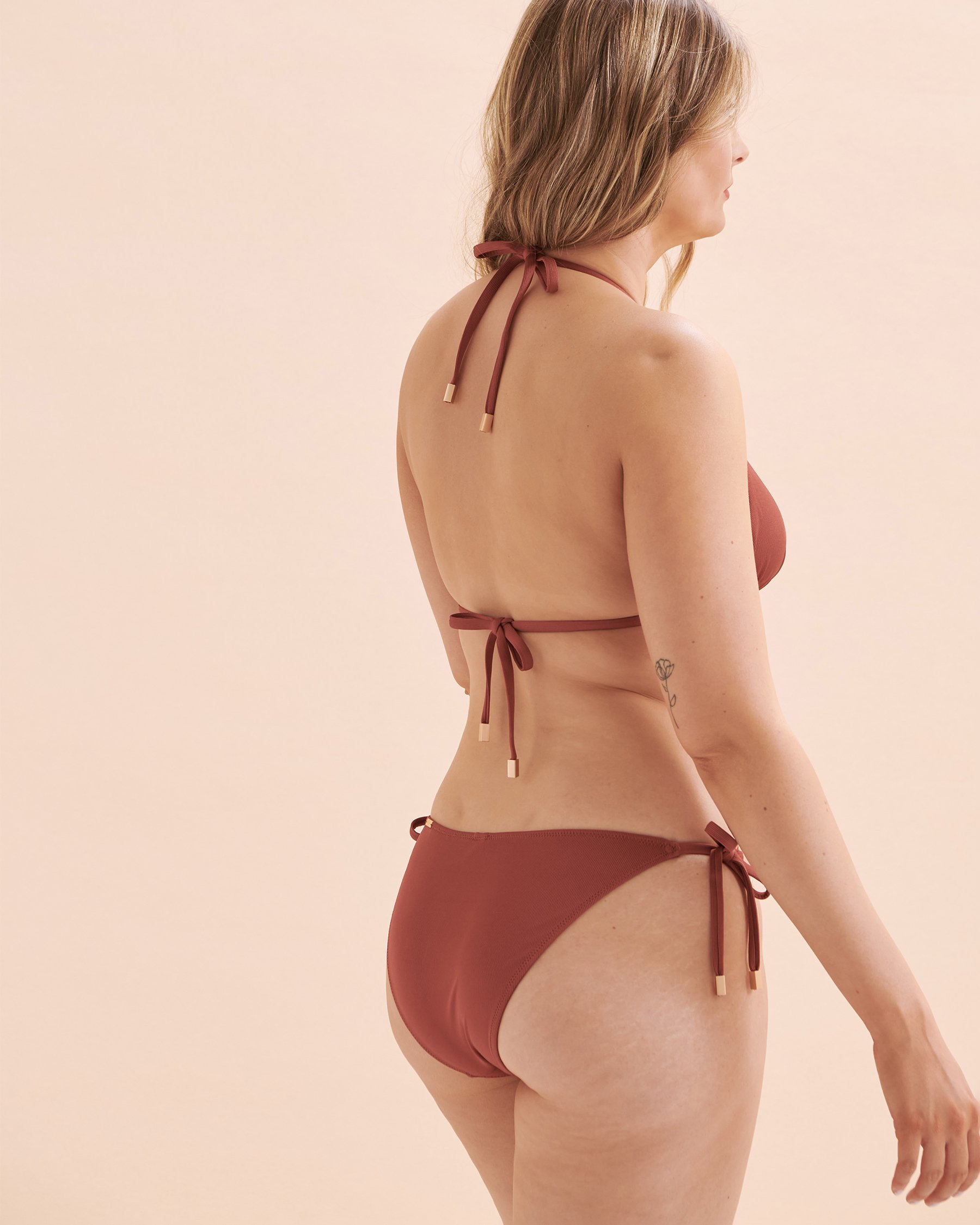 SANTEMARE Haut de bikini triangle côtelé Casablanca Brun 01100282 - Voir5