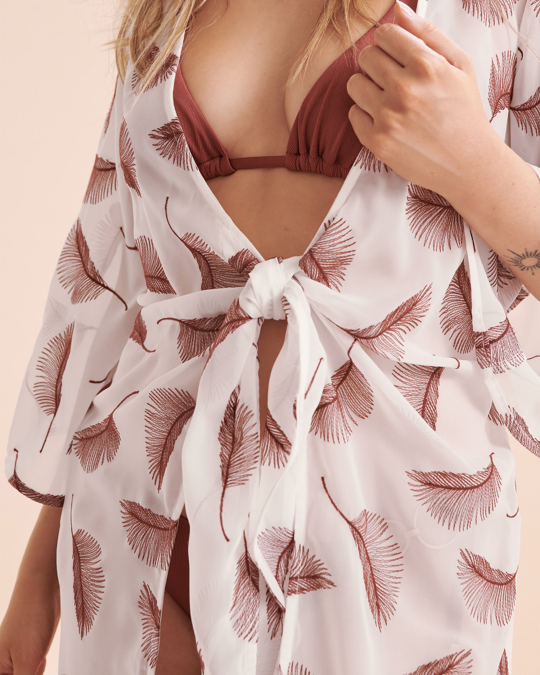 SANTEMARE Leaf Embroidery Kimono Leaf Embroidery 02400037 - View8