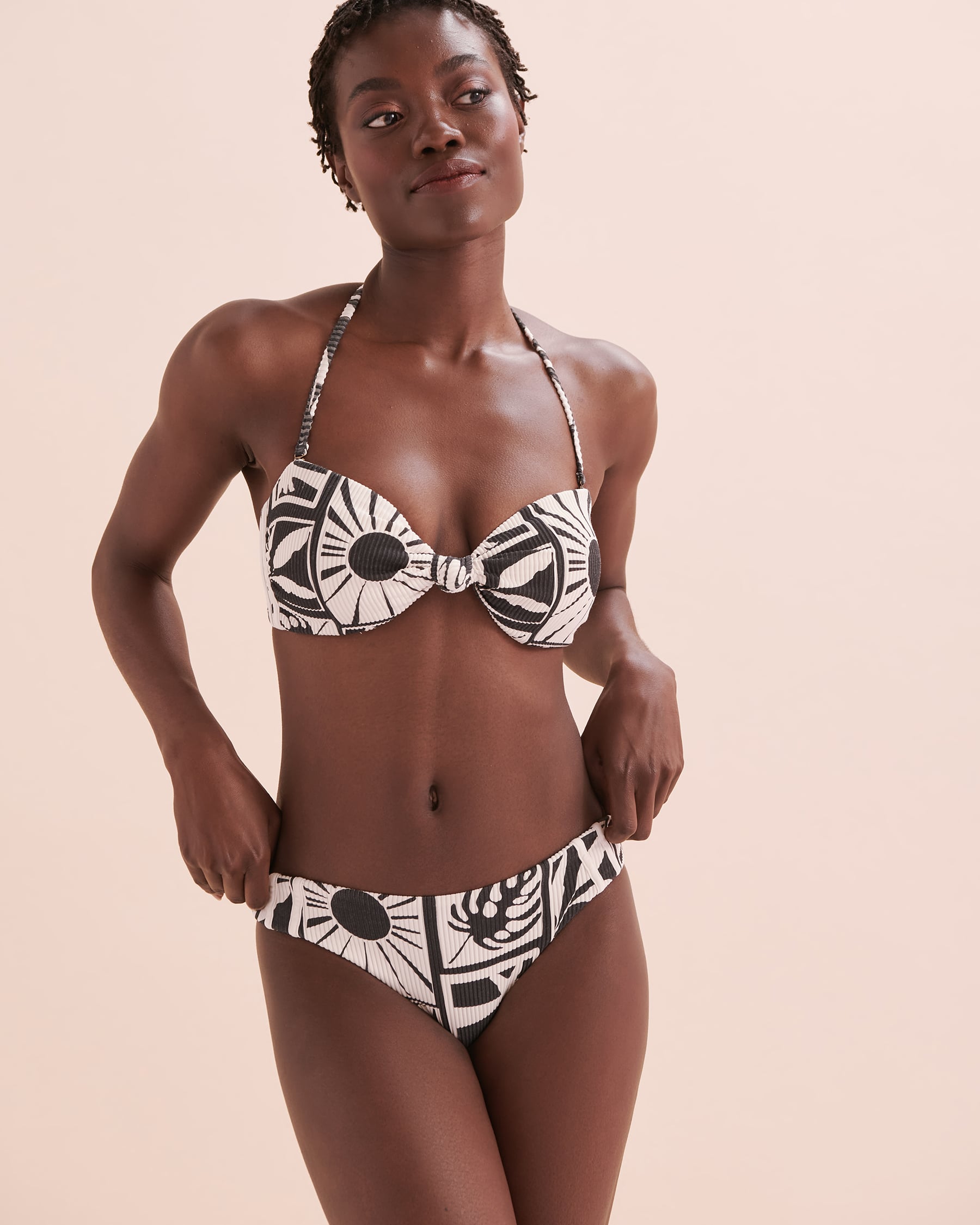 RIP CURL Santorini Sun Bandeau Bikini Top Black and White 0GCWSW - View8